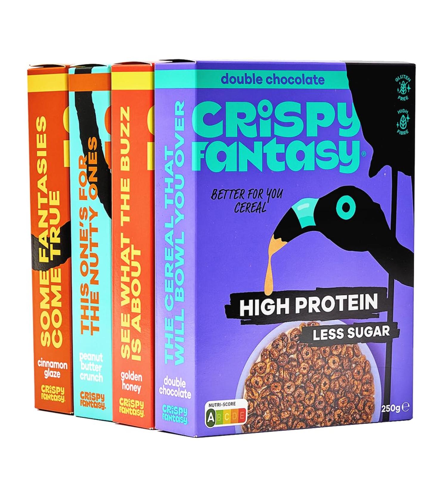 Crispy Fantasy Protein Cereal Variety Pack Gluten Free Vegan Low Sugar Protein Snacks High Fibre Plant Based Just Add Milk Healthy Breakfast for Kids & Adults 8g Protein Per Serving 4 Boxes Best Seller's Variety Pack - Buy Online on SooperMarket.com