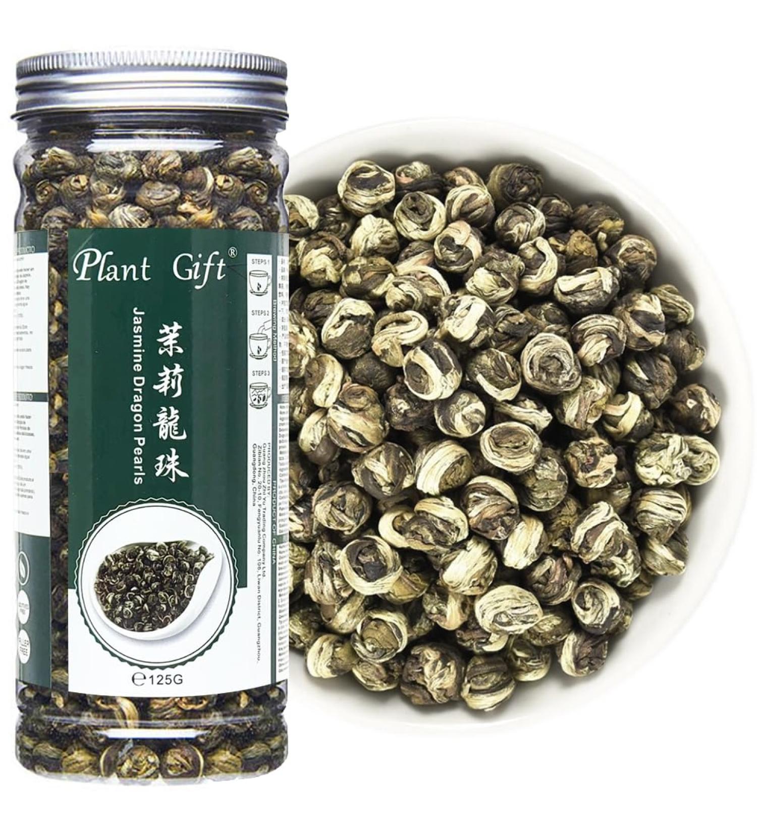 Plantgift Jasmine Dragon Pearls Tea 130g - Premium Green Tea & Oolong Blend - Best Jasmine Tea for a Soothing Experience | International Shipping - Buy Online on SooperMarket.com