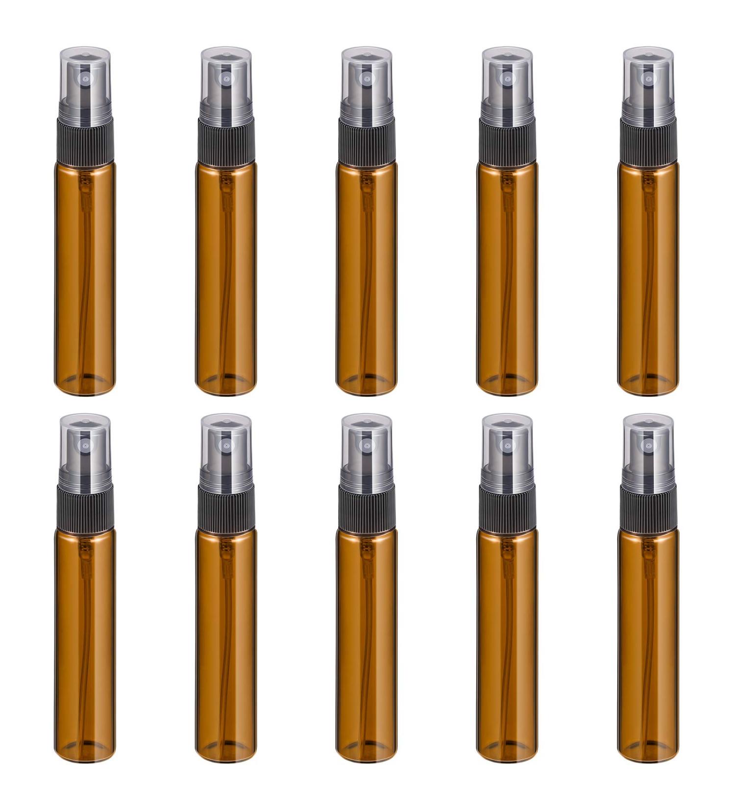 Beaupretty 10pcs Empty Brown Glass Spray Bottles 10ml Atomizer Mist Sprayers for Essential Oils & Perfume Ideal for Cosmetics - Buy Online on SooperMarket.com