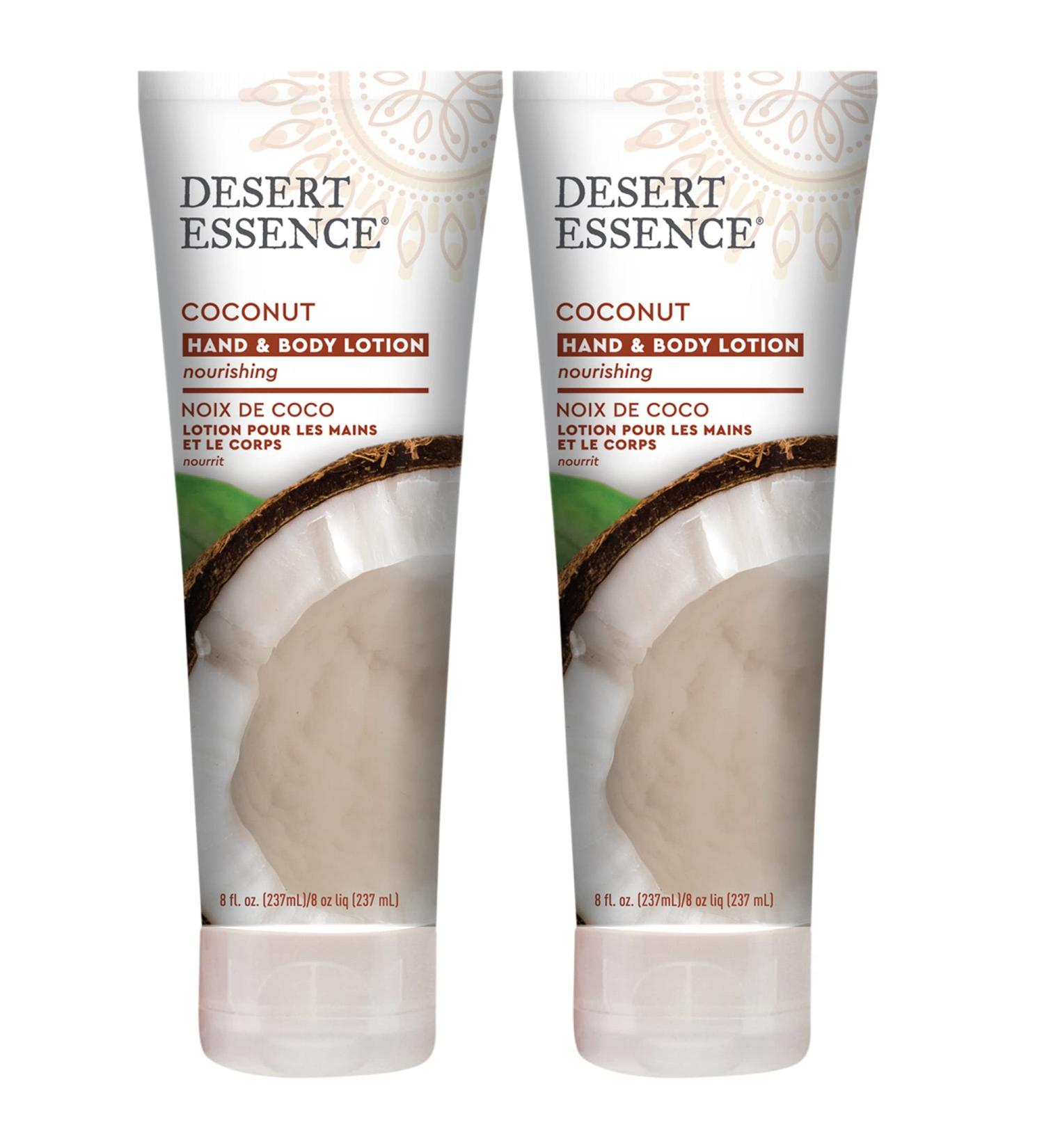 Desert Essence Coconut Hand & Body Lotion 8.0 fl. oz (Pack of 2) - Gluten-Free Vegan Formula with Organic Oils - Nourishing Moisturizer for Daily Use - Buy Online on SooperMarket.com