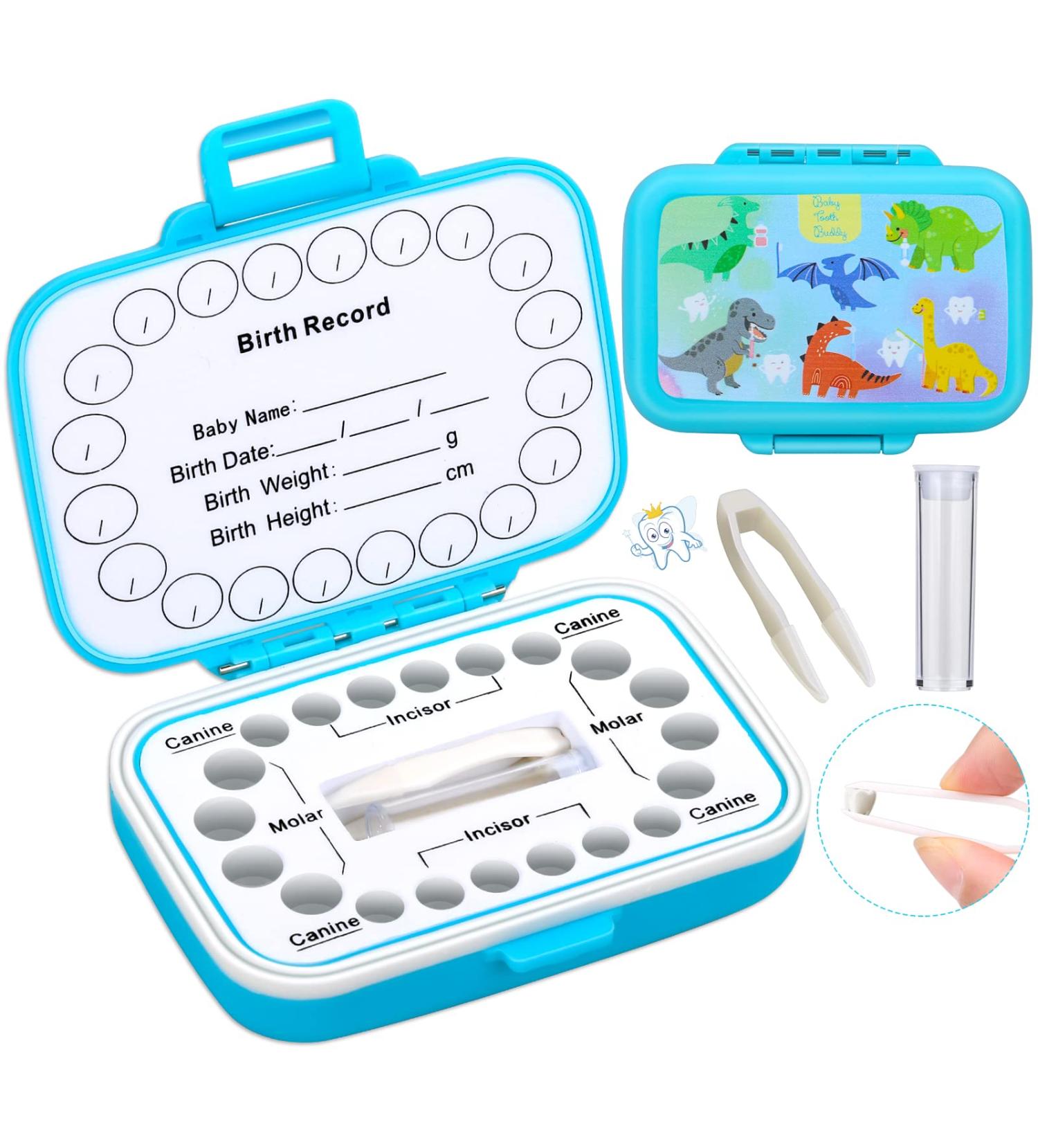 Caffox Blue Dinosaur Tooth Keepsake Box - First Tooth Container for Kids - Baby Teeth Storage - Tooth Fairy Box (BTKB005) - Buy Online on SooperMarket.com