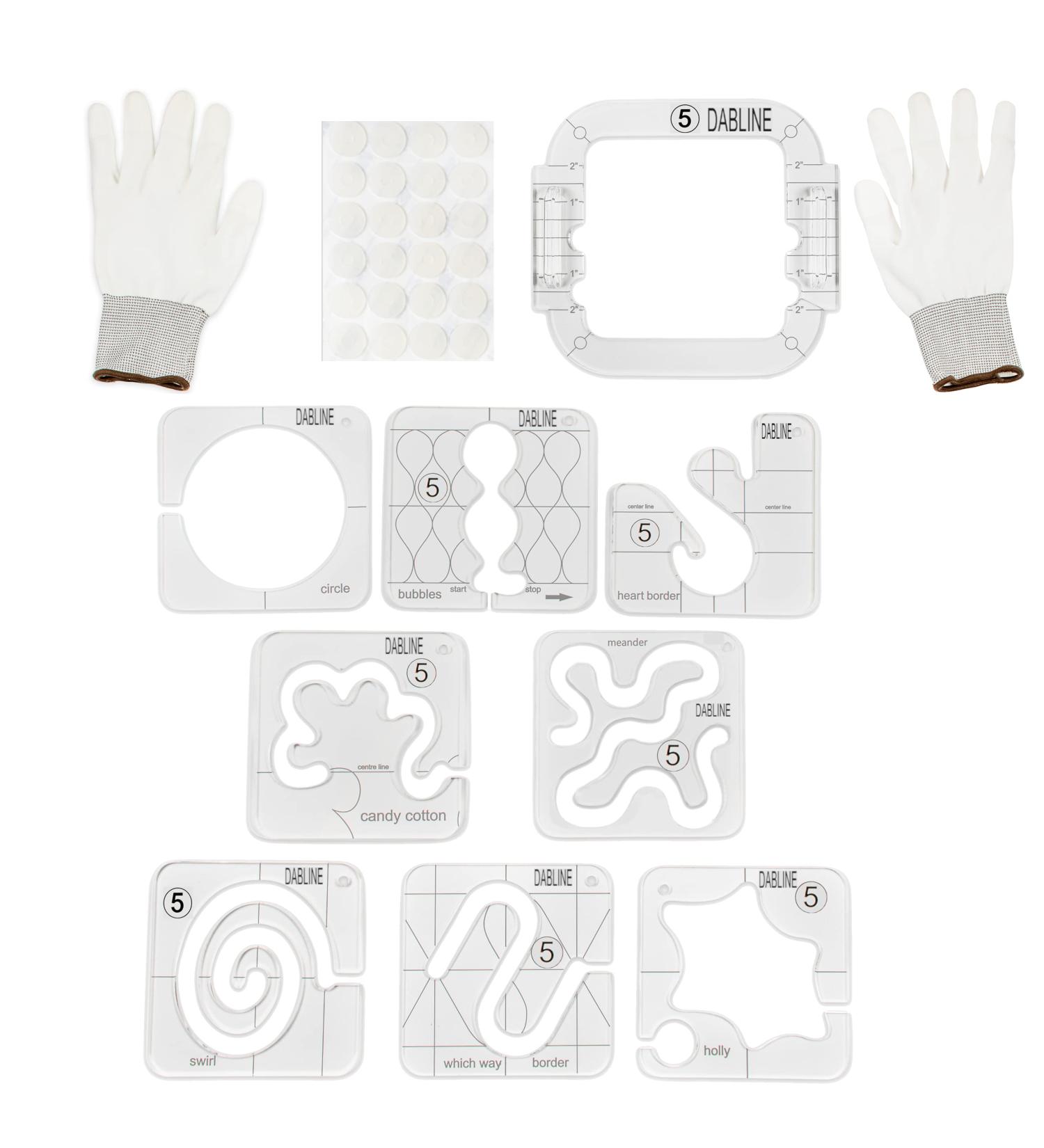 13-Piece DABLINE Quilting Template Set with Free Motion Quilting Rulers and Templates - Quilting Frame, Gloves, Stickers, and Guide Included - Buy Online on SooperMarket.com