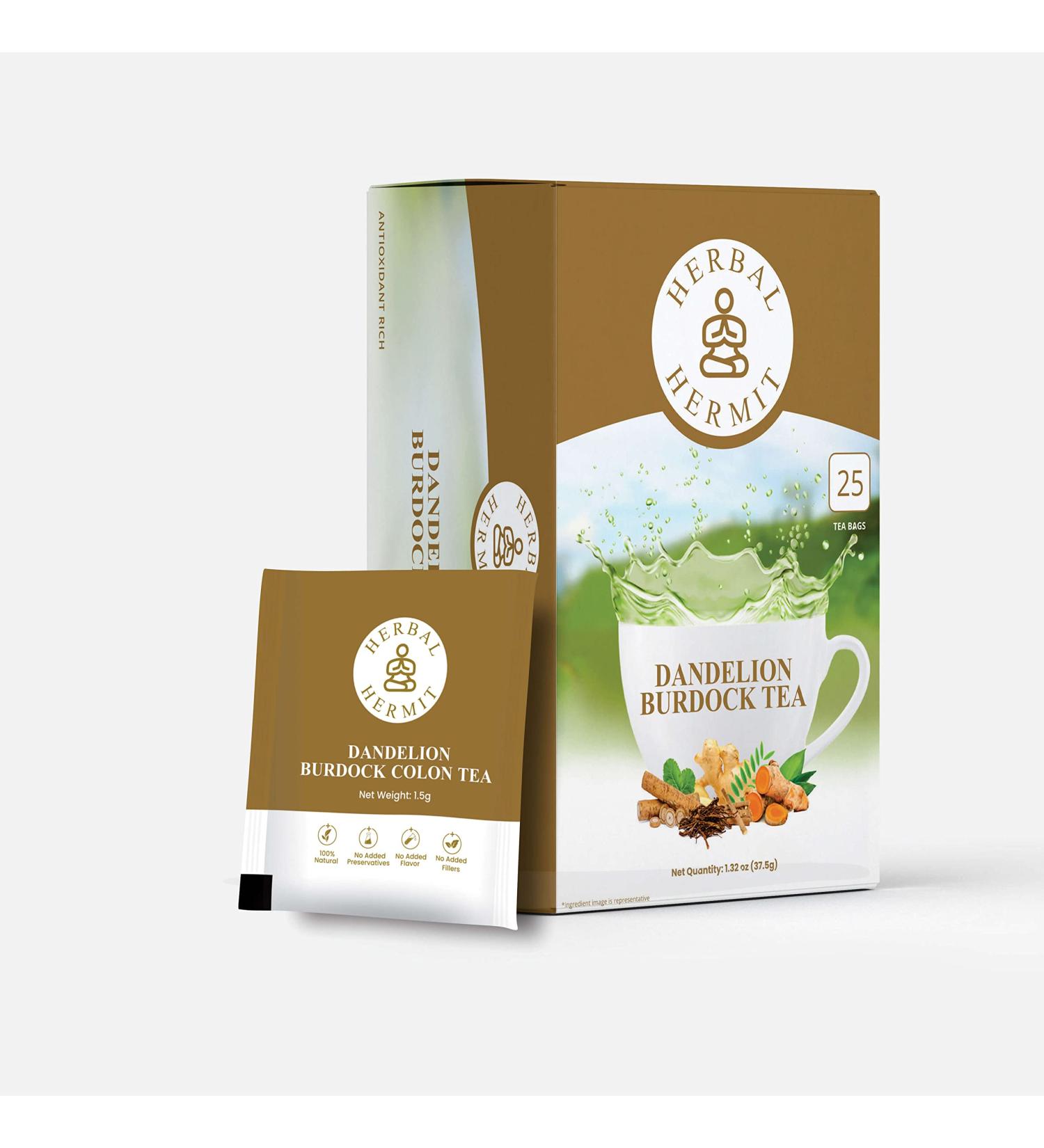 Dandelion Root Tea with Burdock & Ginger - Liver and Colon Cleanse (100 Tea Bags) - Buy Online on SooperMarket.com
