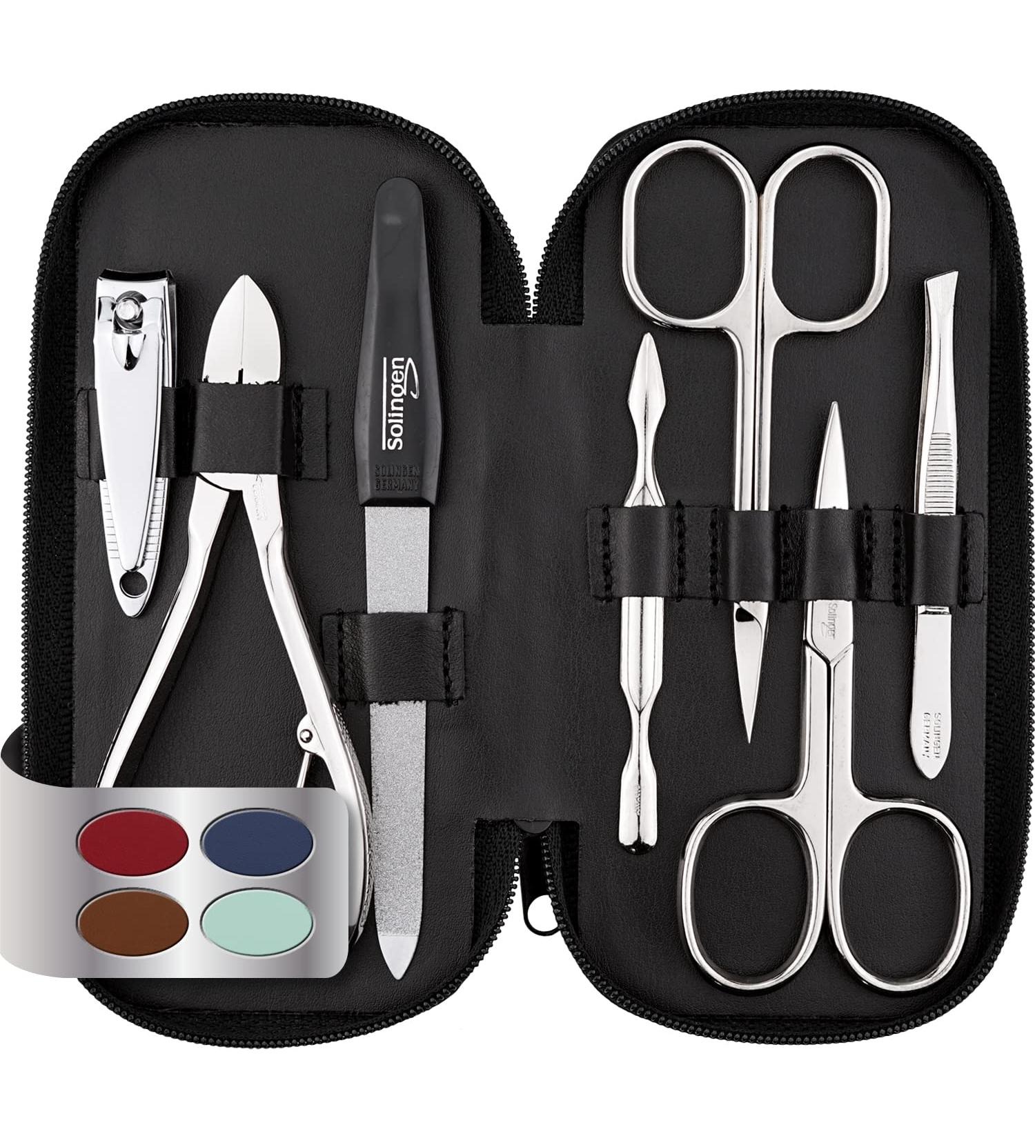 Marqus 7-Piece Manicure Set for Men & Women - Solingen Made in Germany Real Leather Case - Hand & Foot Care Essentials - Buy Online on SooperMarket.com