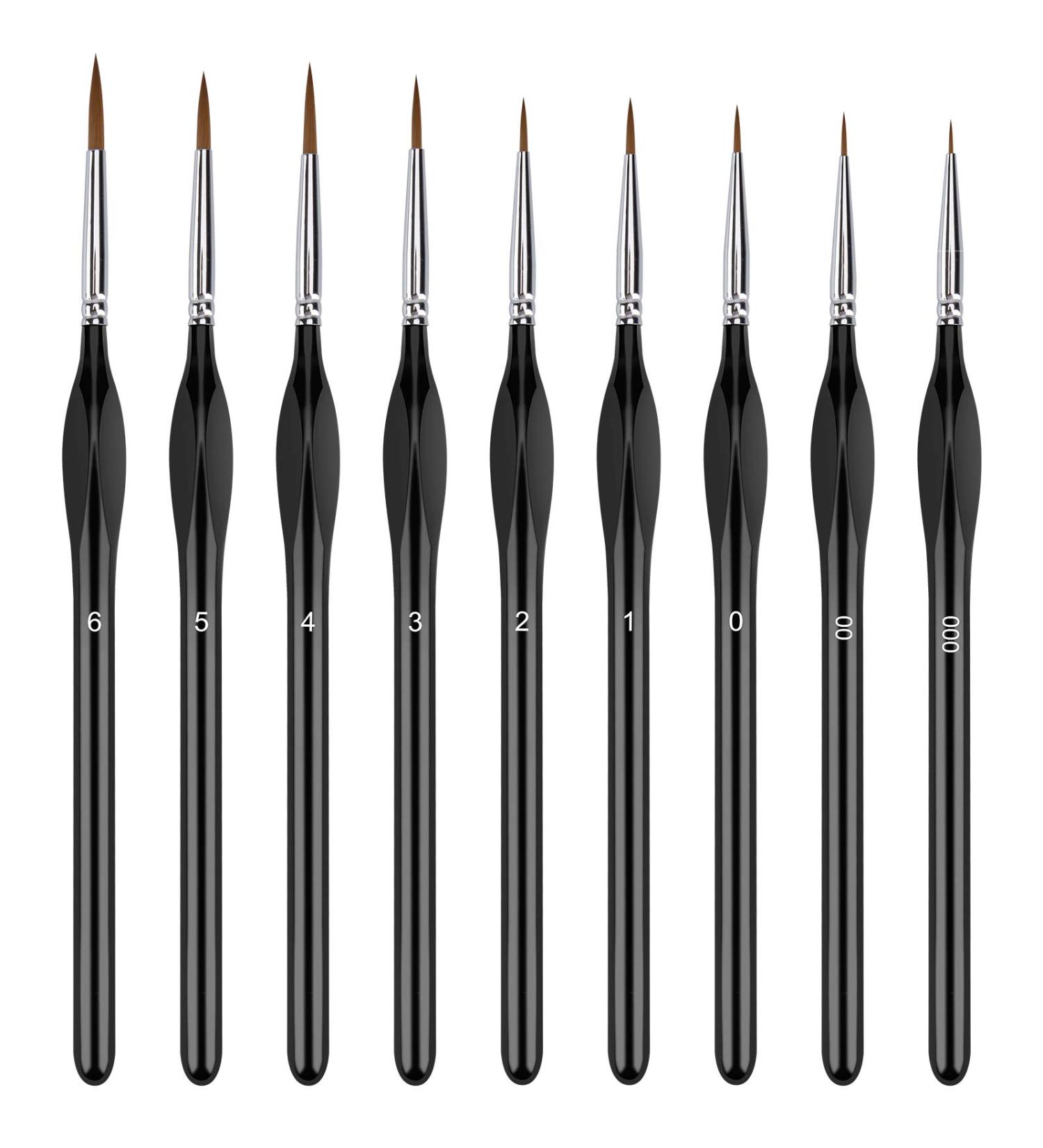 SN NJDF Miniature Detail Paint Brushes Set - 9pcs for Fine Art, Detailing, Model Painting - Acrylic, Watercolor, Oil - Warhammer 40k - Buy Online on SooperMarket.com