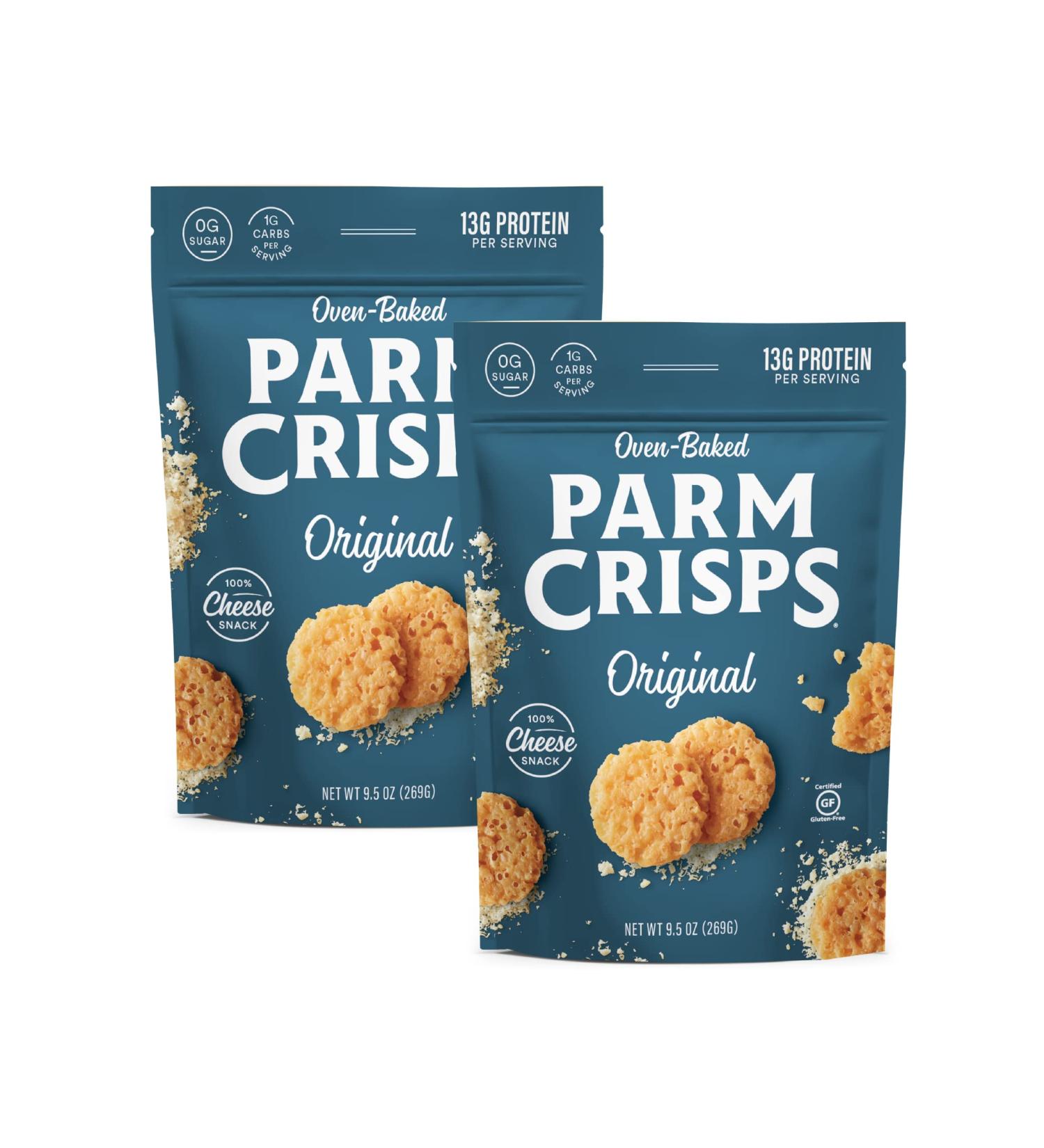 Original Cheese ParmCrisps 9.5oz (Pack of 2) - 100% REAL Parmesan Cheese | Healthy Keto Snacks | Low Carb, High Protein, Gluten Free, Oven Baked, Keto-Friendly - Buy Online on SooperMarket.com