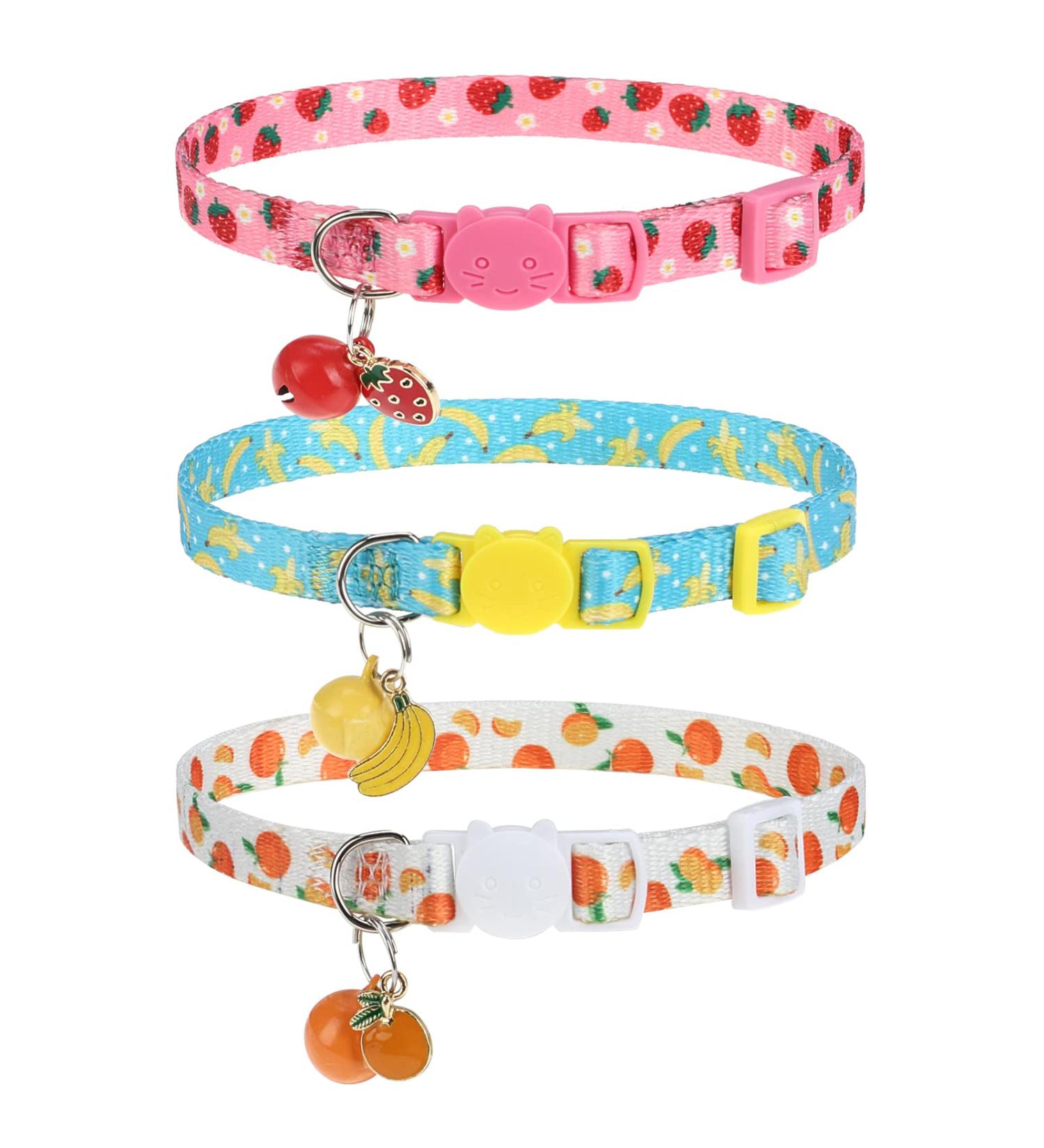 VKPETFR Breakaway Cat Collars with Bell & Cute Pendants - 3 Pack Adjustable Safety Kitten Collars - Ideal Decoration for Girl Boy Cats, Puppies, and Small Pets - Buy Online on SooperMarket.com