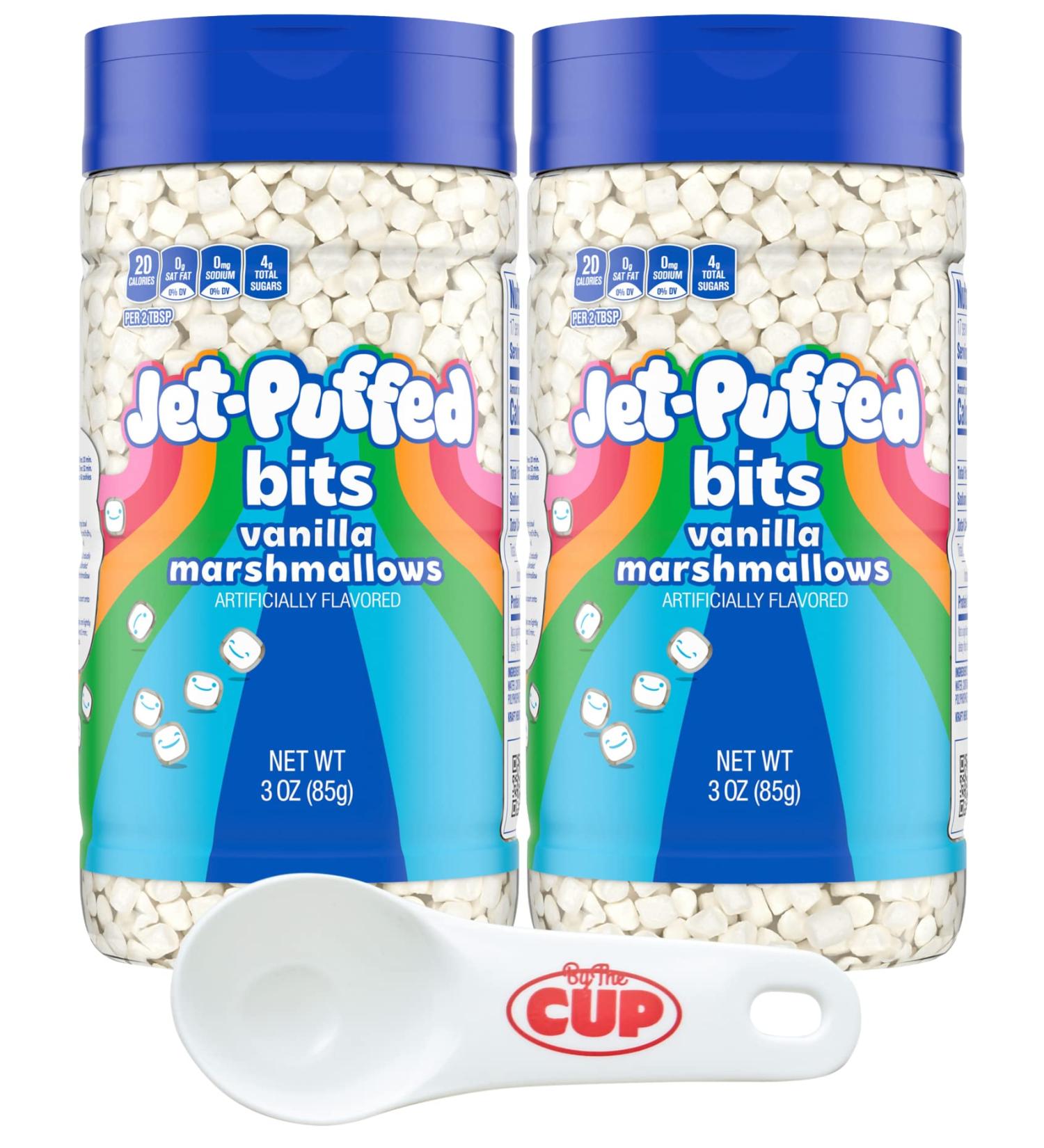 Kraft Jet-Puffed Vanilla Mallow Bits Marshmallows 3oz (Pack of 2) with By The Cup Portion Control Scoop - Buy Online on SooperMarket.com