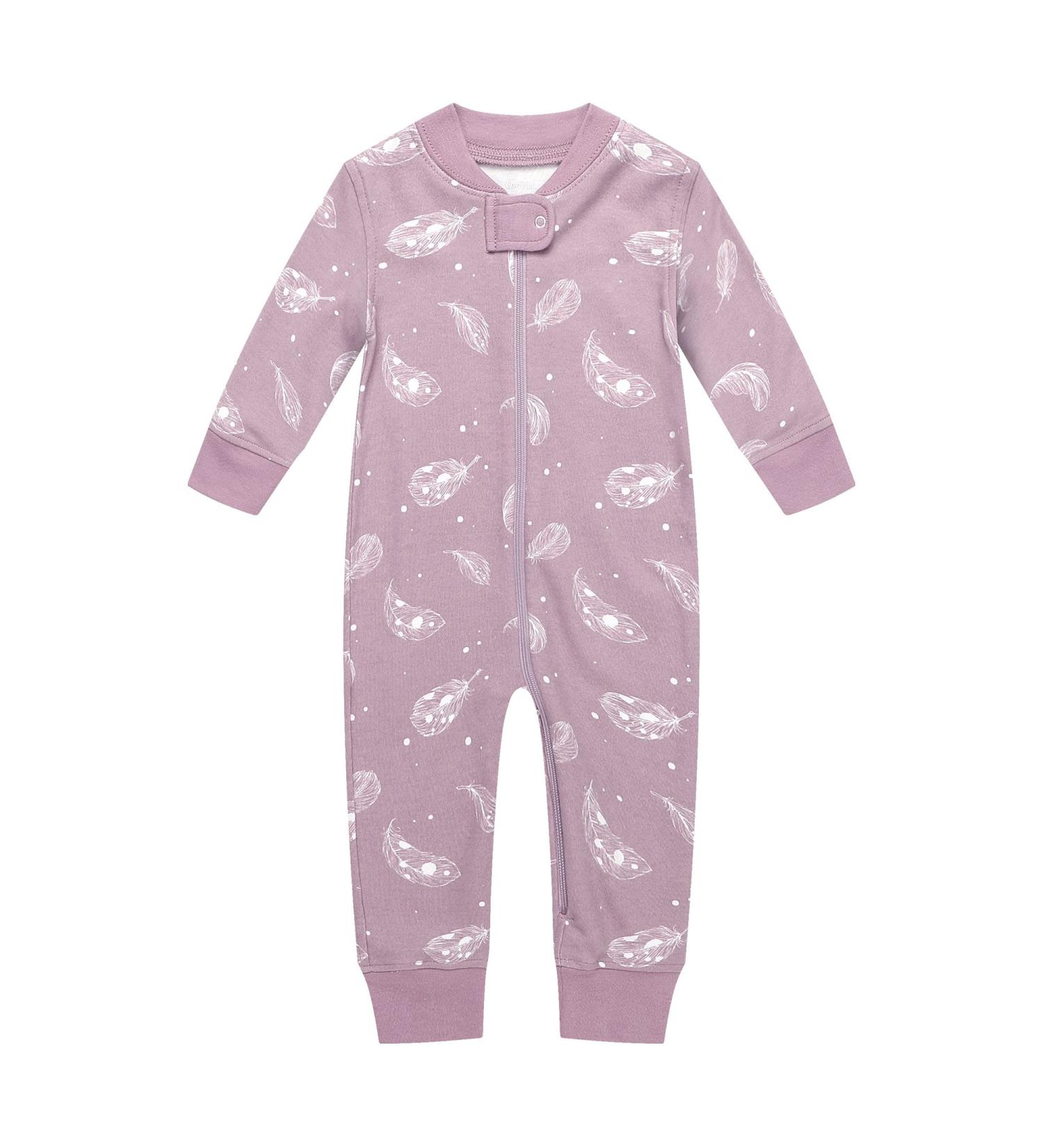 Owlivia Organic Cotton Baby Romper | Zip Up Footless Sleep N Play | Long Sleeve Pyjama (Size Newborn-24 Months) Feather 18-24 Months - Buy Online on SooperMarket.com