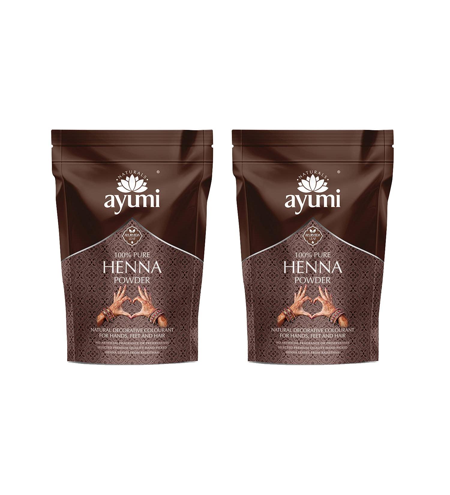 Ayumi Pure Henna Powder - Scalp Soothing, Hair Conditioning, Hair Growth Support - 2 x 200g - Buy Online on SooperMarket.com