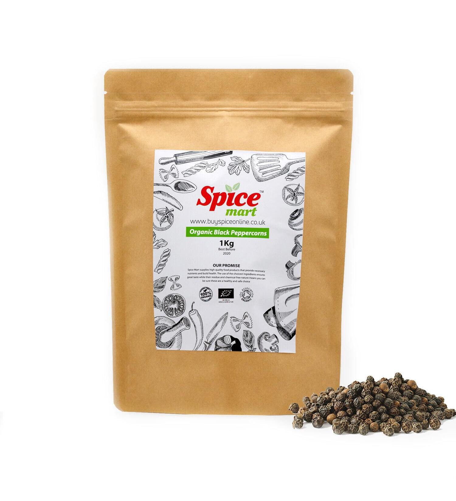 225g | Organic Whole Spices | Ground Spices | Herbs | Seeds | Chilli | Superfoods Soil Association Certified (Organic Black Peppercorns) - Buy Online on SooperMarket.com