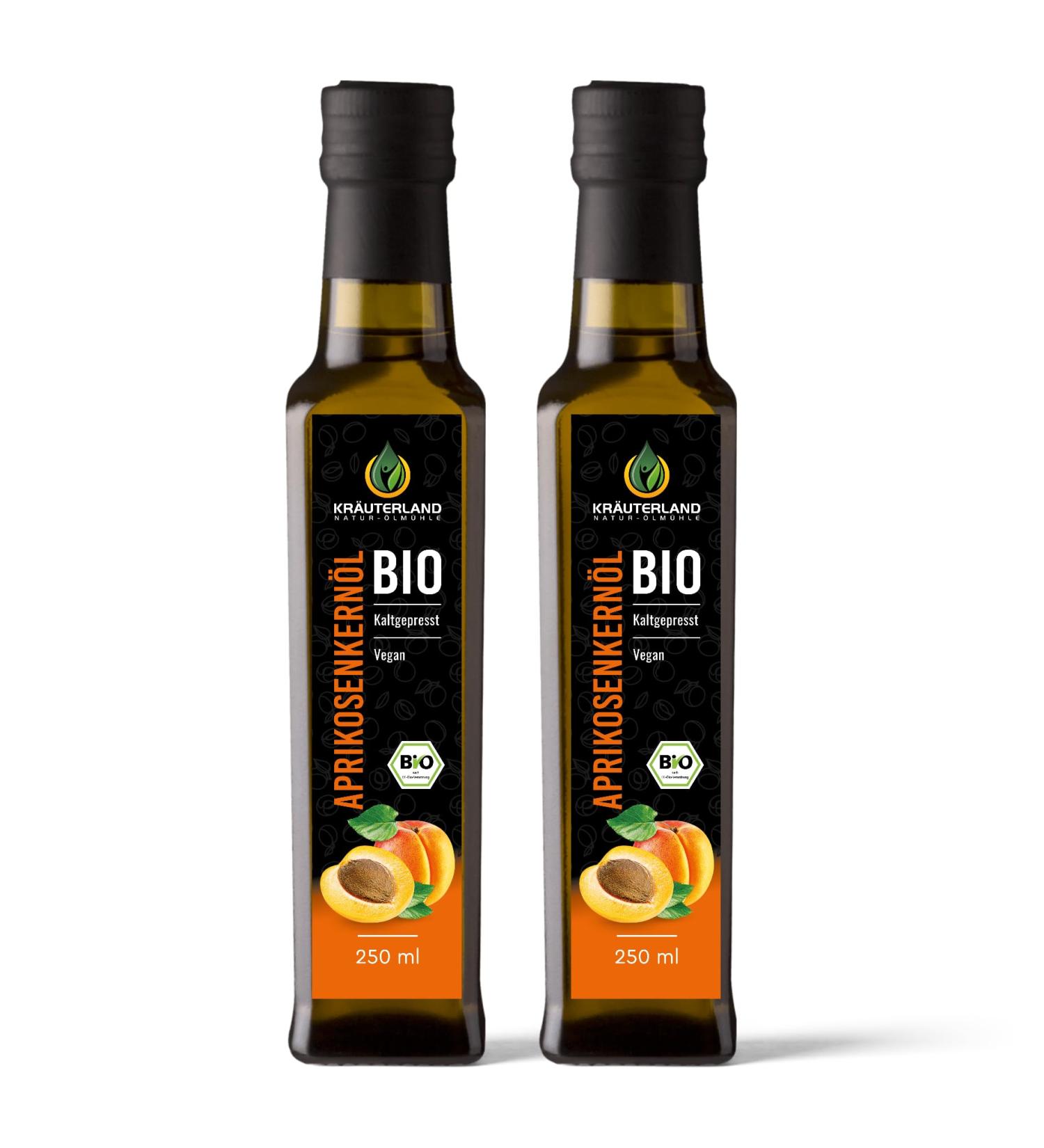 Herballand Bio Apricotic Care Oil 500ml - Cold-Pressed Apricot Oil (2x250ml) for Cooking Baking & Natural Skincare - Premium Quality Natural Clean Food Oil - Buy Online on SooperMarket.com