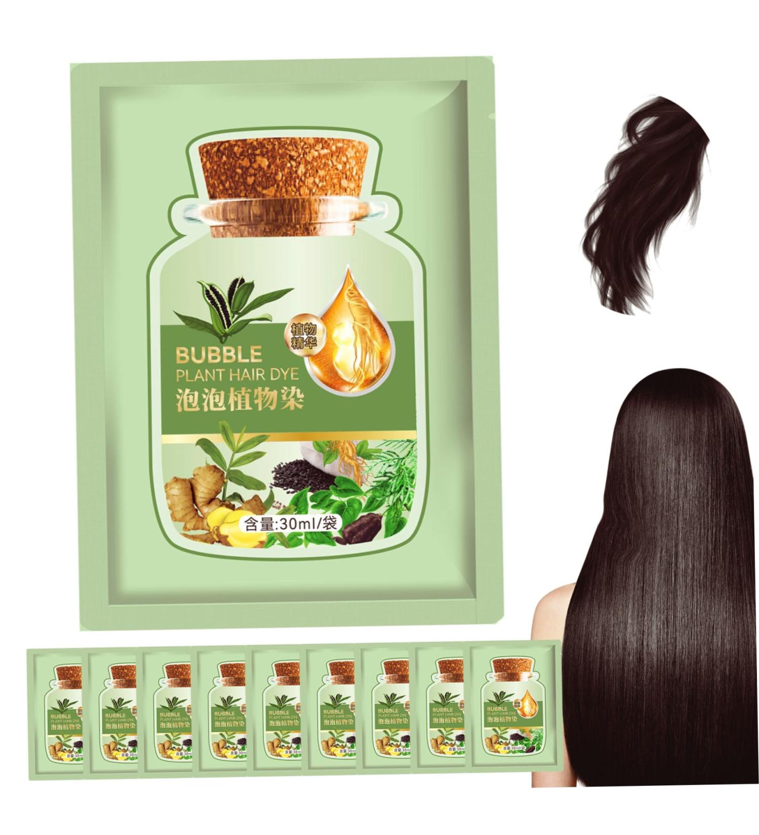 Buy 10 PCS Natural Bubble Hair Dye - Long-lasting Plant Extract Shampoo for Grey Hair - Black Teal Color for Women & Home Salons - Buy Online on SooperMarket.com