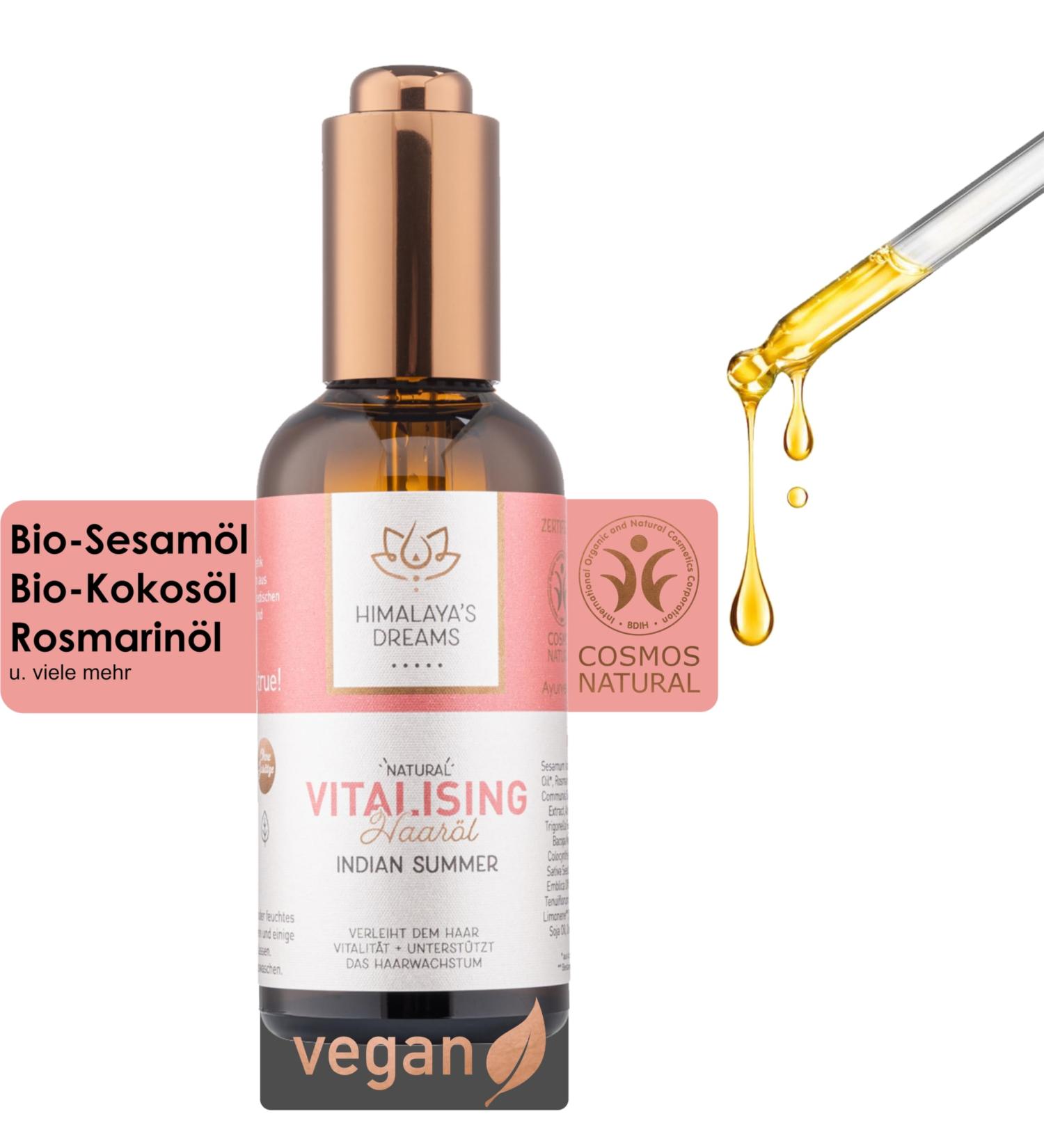 Himalayas Dreams Hair Oil & Beard Oil 100ml | Vegan Natural Cosmetics with Rosemary Coconut Sesame & Castor Oils for Limp Hair - Buy Online on SooperMarket.com