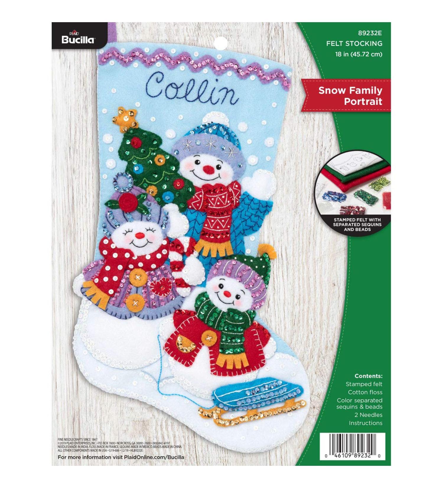 Bucilla Felt Applique Christmas Stocking Kit - Snow Family Portrait - 18 - Buy Online on SooperMarket.com