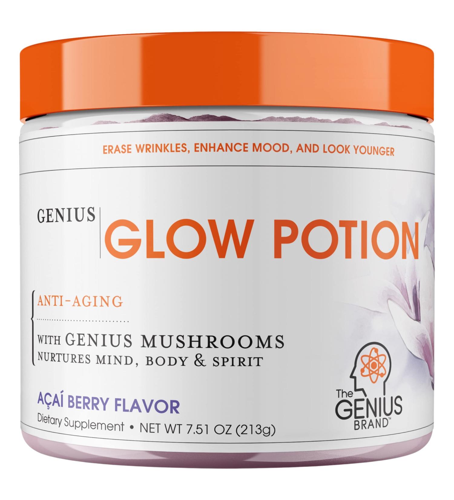 Genius Glow Potion - Anti Aging Beauty Supplement with Genius Mushrooms & Acai Berry Powder - Buy Online on SooperMarket.com