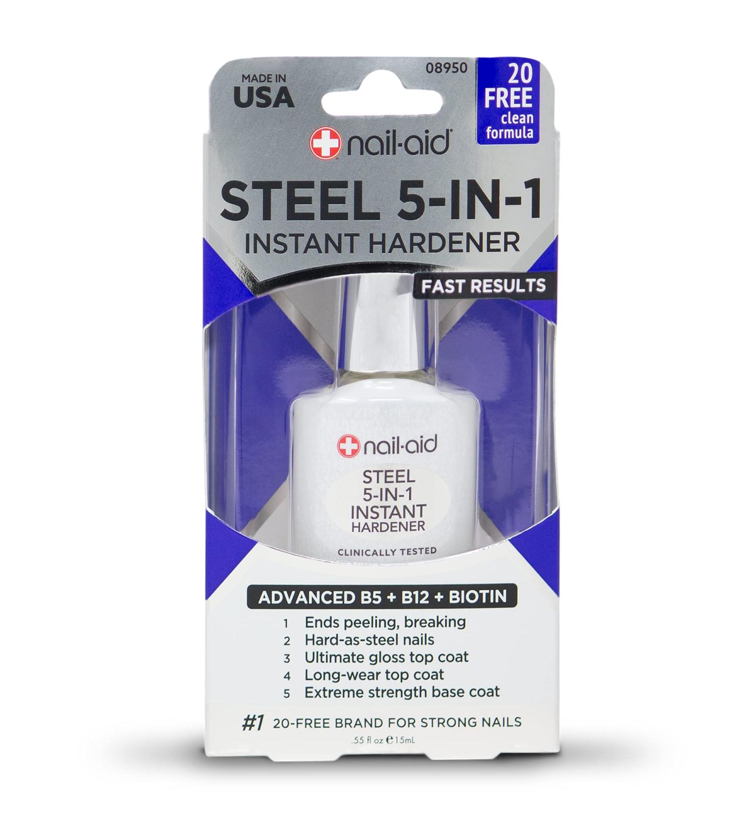 NAIL-AID Steel Instant Hardener Clear 0.55oz - Strengthens Nails, Fast-Drying Formula - Buy Online on SooperMarket.com