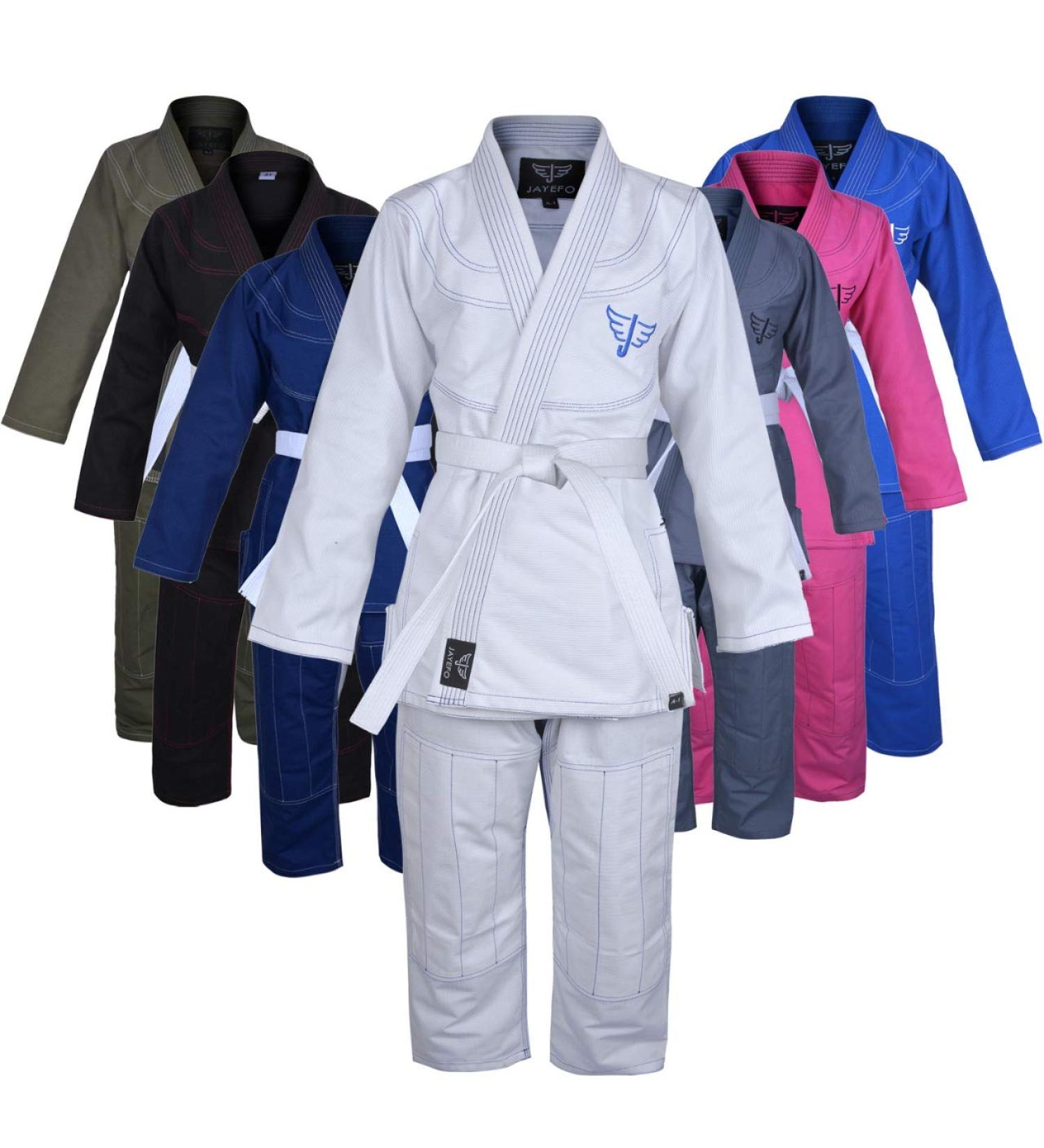 Jayefo Sports Brazilian Jiu Jitsu Gi for Men & Women Preshrunk Grappling Uniform GIS Ultra Lightweight Kimonos Adult BJJ Gi Free BJJ Belt. White/Blue A3