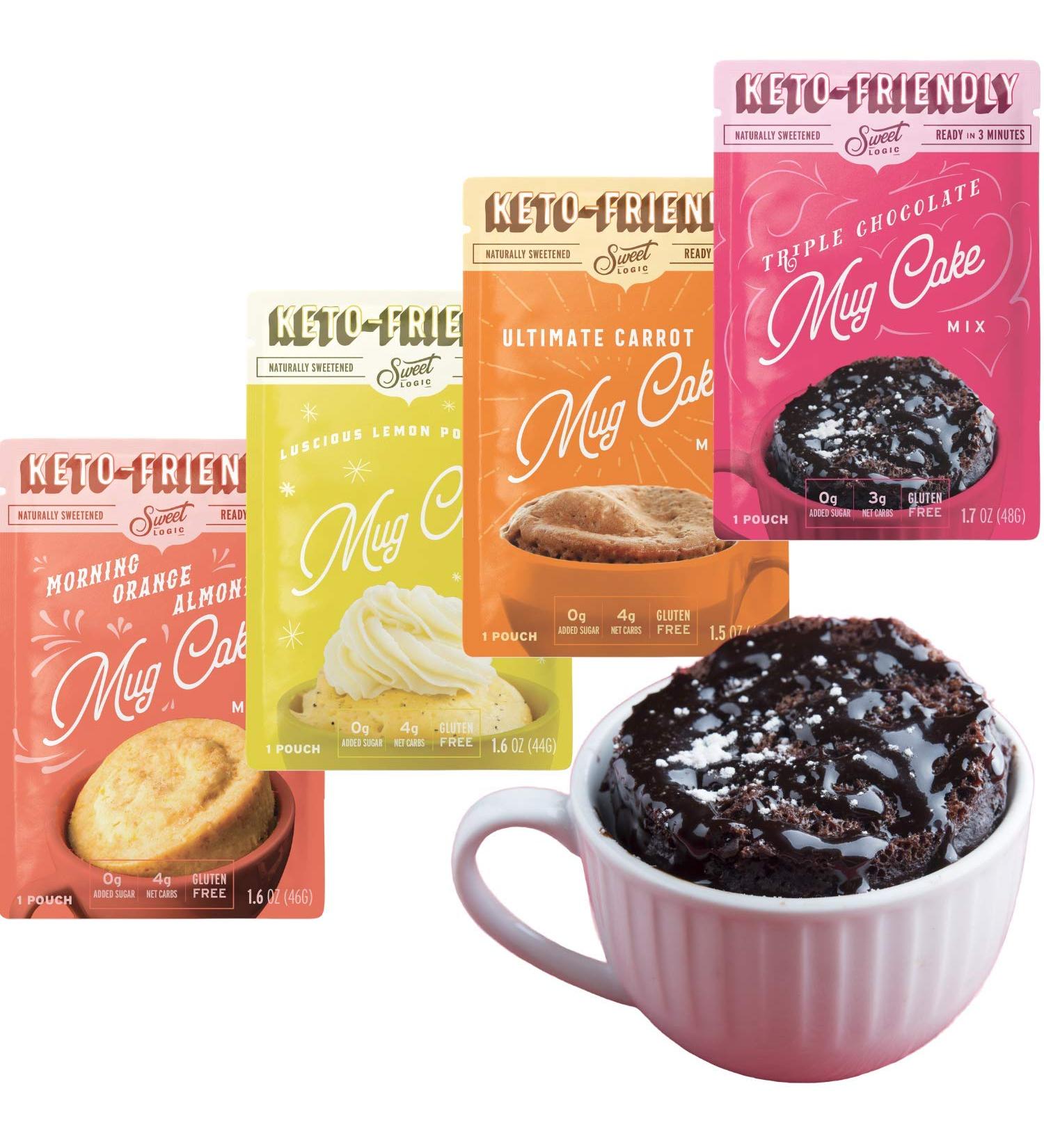 SWEET LOGIC Keto Dessert Mug Cake Mixes - Variety Pack | Refined Sugar Free, Gluten Free, Diabetic Friendly Keto Snacks - 4 Keto Mug Cake Mixes for Sweet and Healthy Treats - Buy Online on SooperMarket.com