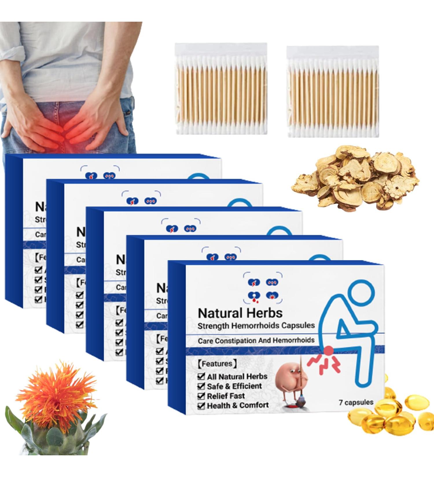 Qosneoun Heca Natural Herbal Strength Hemorrhoid Capsules Natural Hemorrhoid Relief Capsules Hemorrhoid Treatment Hemorrhoid Suppository (5) - Buy Online on SooperMarket.com
