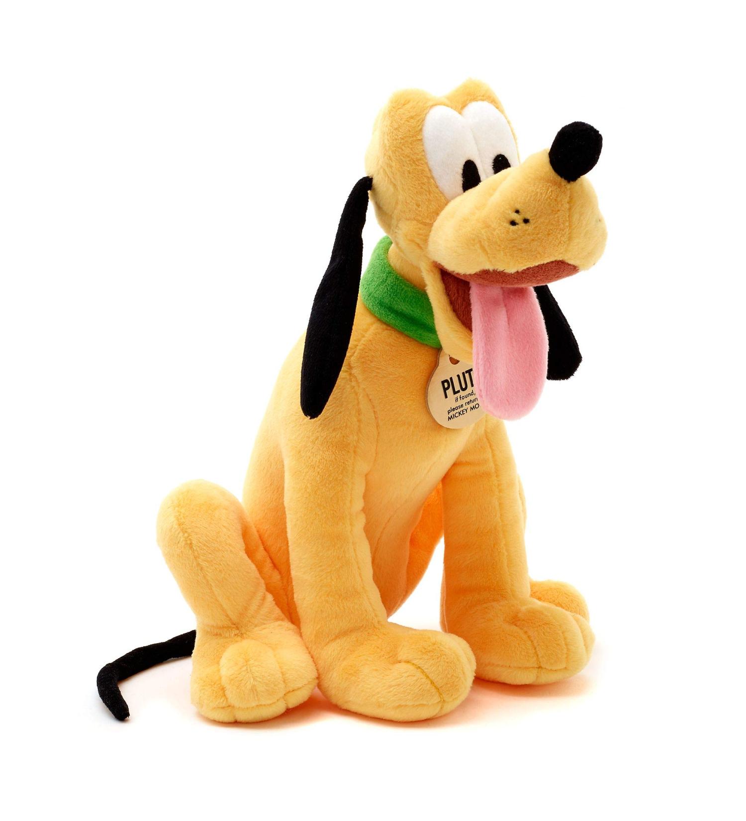 Disney Store Official Pluto Small Soft Toy 25cm/9 Iconic Cuddly Toy Character Features a Characterful Expression and Collar with Wording Suitable for All Ages