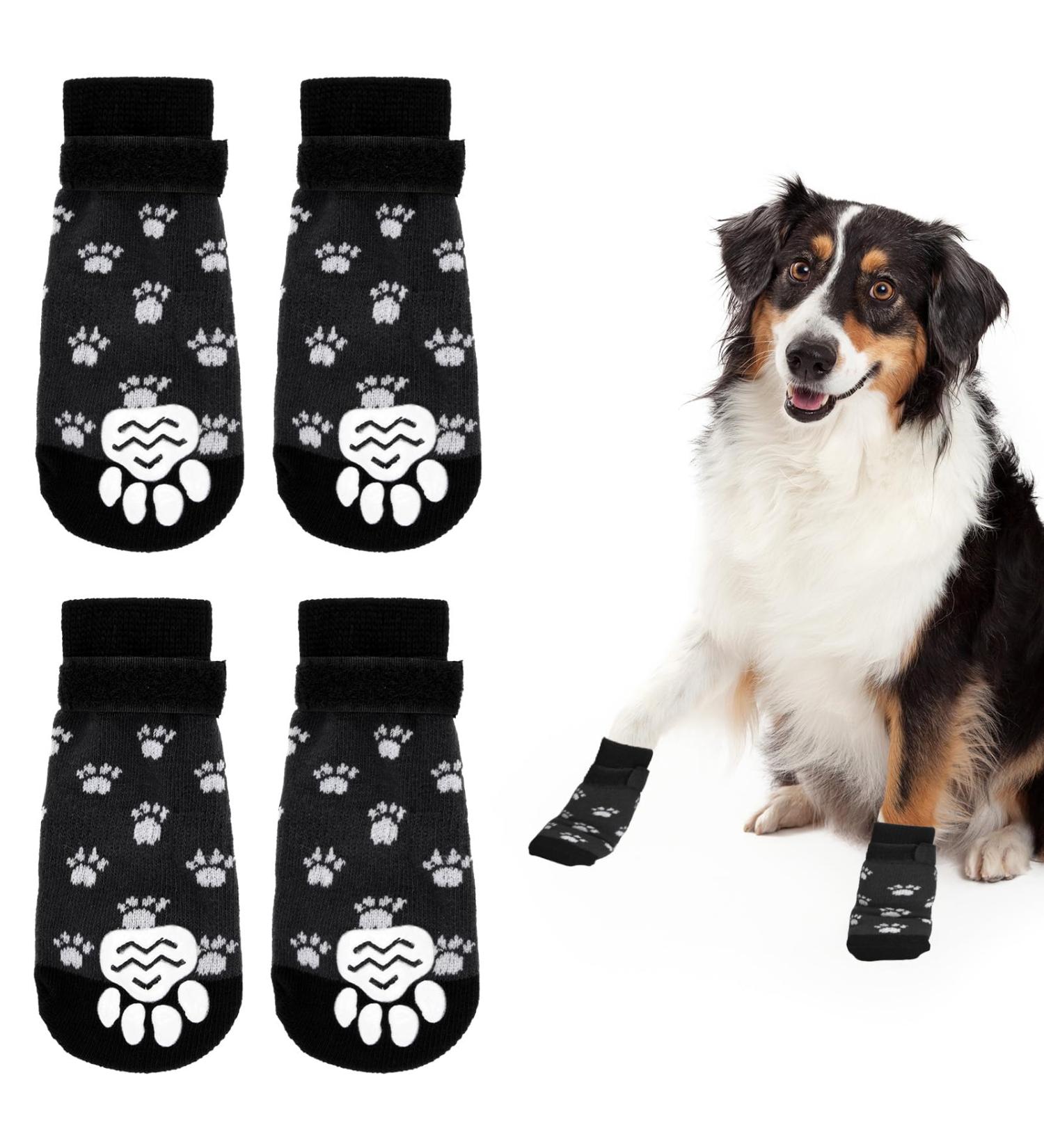Xinzistar Dog Socks 2 Pairs | Anti-Slip Paw Protectors for Dogs | Adjustable Straps & Grips | Indoor Outdoor Wear | Small Medium Large Dogs - Buy Online on SooperMarket.com