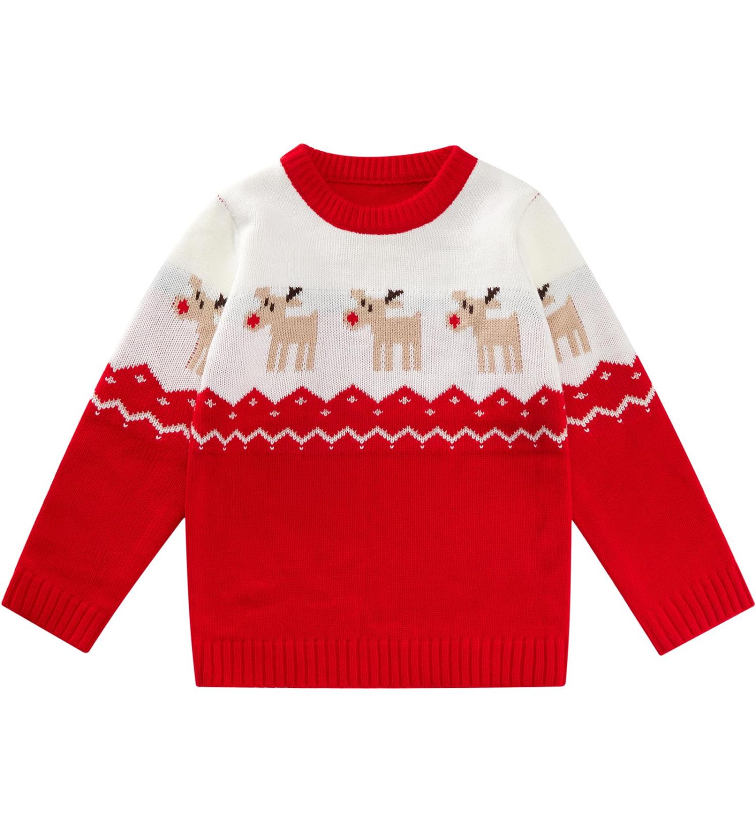 ESHOO Kids Christmas Deer Print Knit Sweater - 3-4 Years (Deer-red) - Buy Online on SooperMarket.com