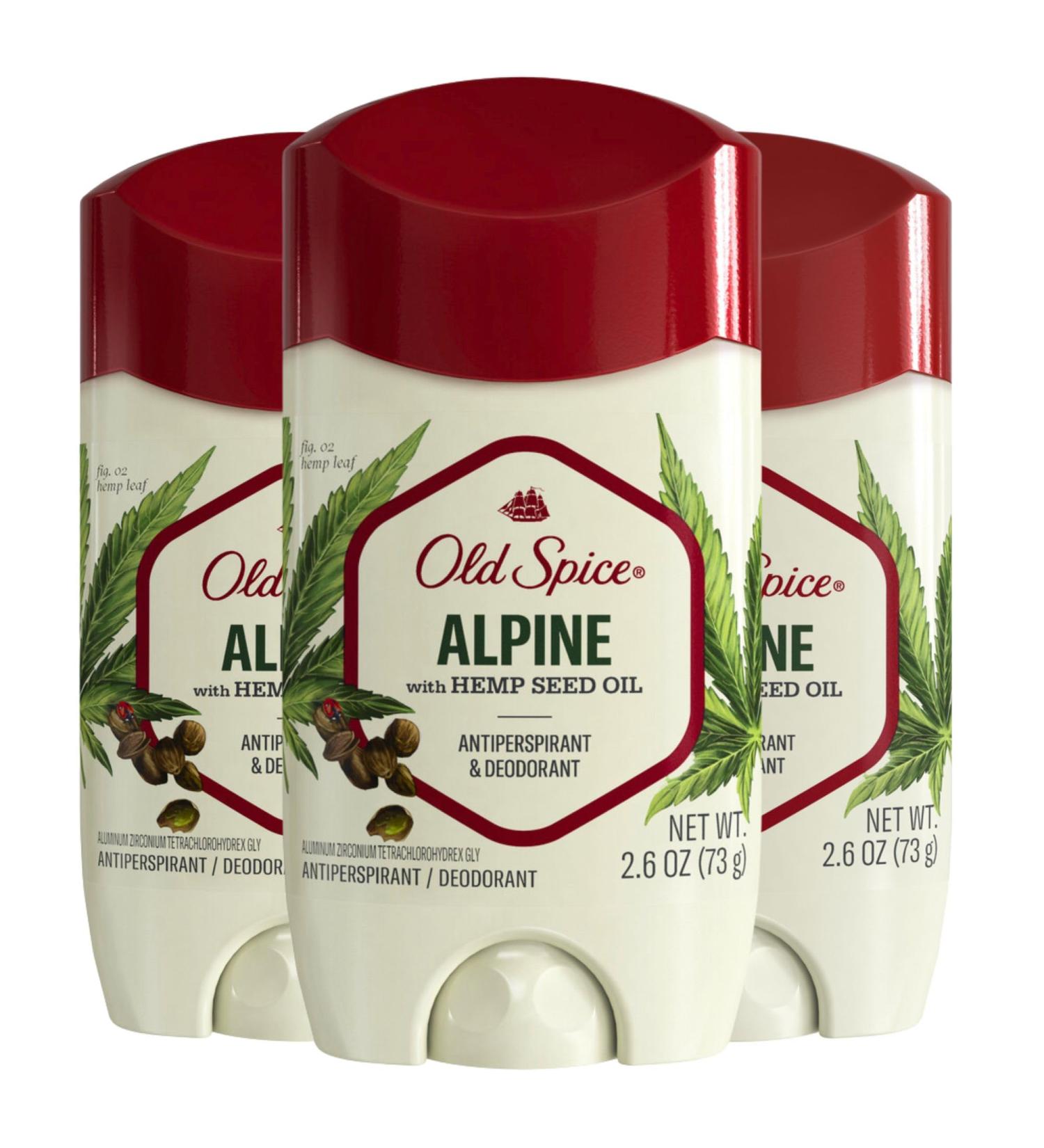 Old Spice Men's Antiperspirant & Deodorant Alpine with Hemp Oil 2.6oz (Pack of 3) Alpine 2.6 Ounce (Pack of 3) - Buy Online on SooperMarket.com