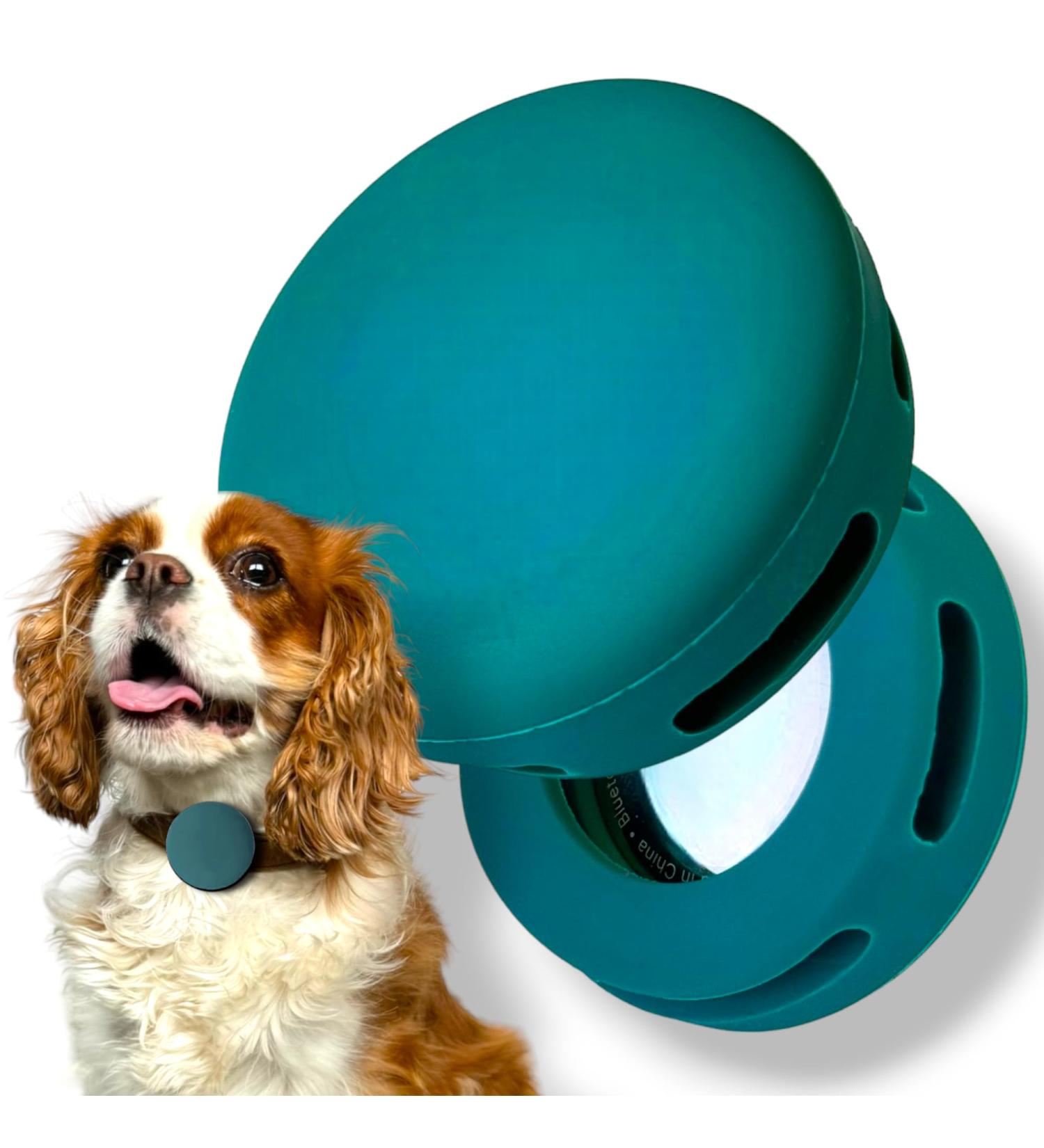 Moosh Silicone Airtag Holder for Dogs & Cats | Stylish & Safe Pet Tracker Accessory in Turquoise Green - Buy Online on SooperMarket.com