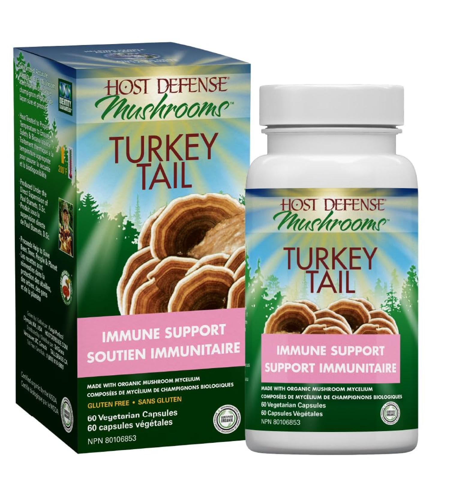 Host Defense Turkey Tail Mushroom Capsules Immune Support Mushroom Supplement Source of Fungal Polysaccharides Certified Organic Vegetarian Capsules 1000 mg Potency Turkey Tail Mushroom Capsules 60 count (Pack of 1) - Buy Online on SooperMarket.com