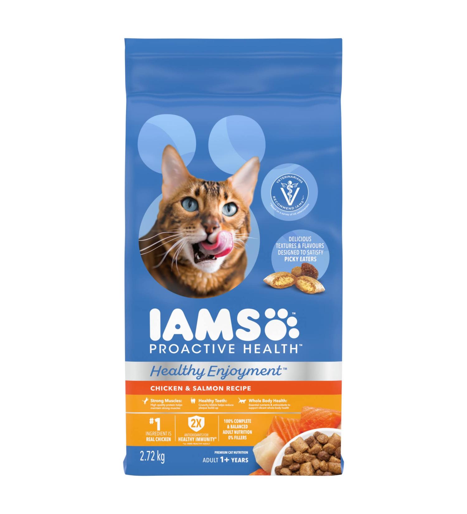 IAMS PROACTIVE HEALTH HEALTHY ENJOYMENT Adult Dry Cat Food Chicken & Salmon Recipe 2.72kg Bag 2.72 kg (Pack of 1) - Buy Online on SooperMarket.com
