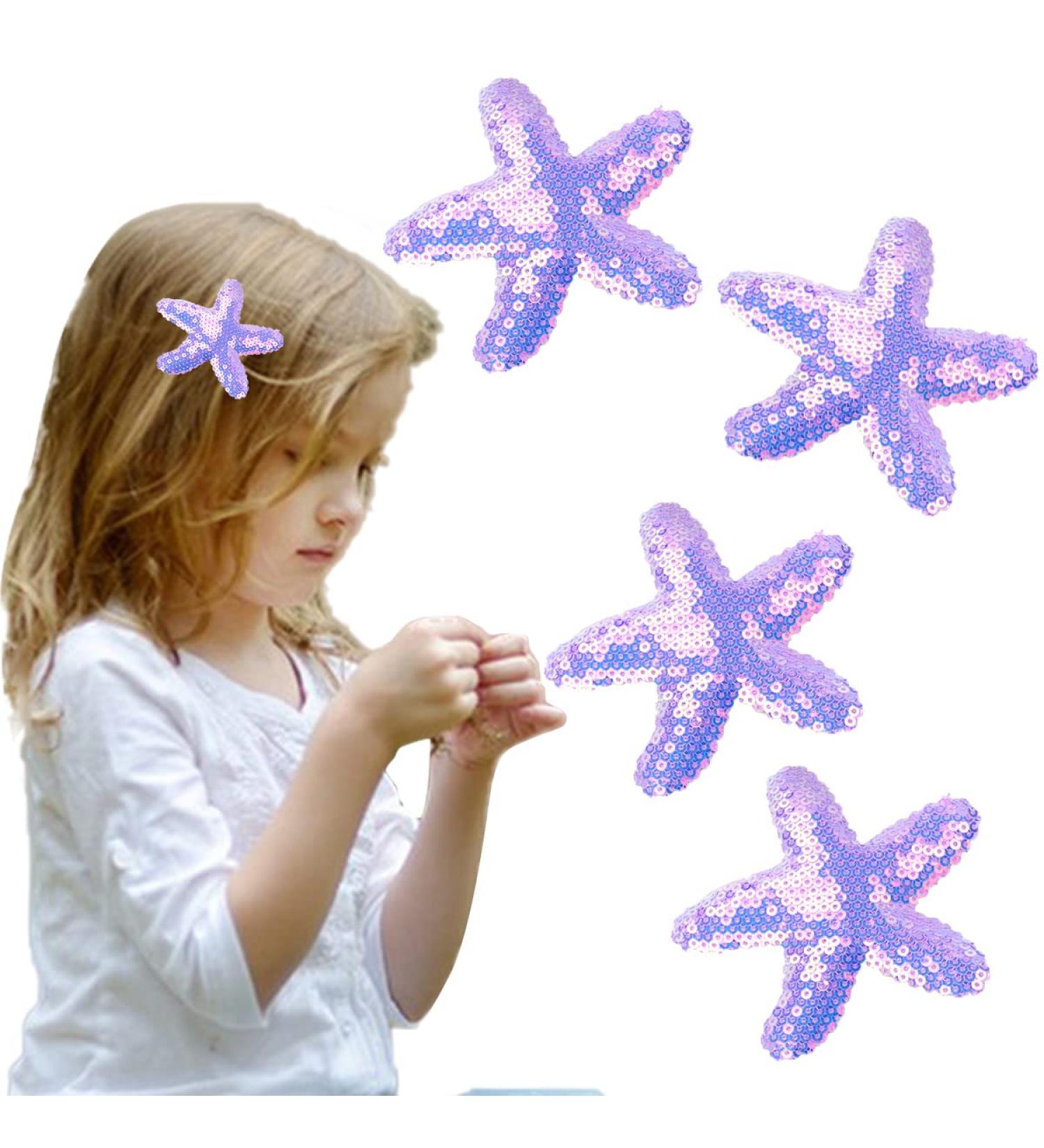 Sequin Starfish Hair Clips - Purple Glitter Hair Pins for Women and Girls (4PCS) - Buy Online on SooperMarket.com