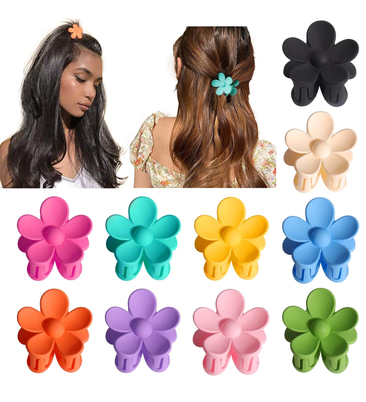 Palksky Small Flower Hair Claw Clips for Women Girls Kids - 10 PCS Tiny Thin/Medium Thick Hair 1.35 Inch Mini Jaw Clips - Nonslip Hair Clamps/Hair Accessories - Buy Online on SooperMarket.com