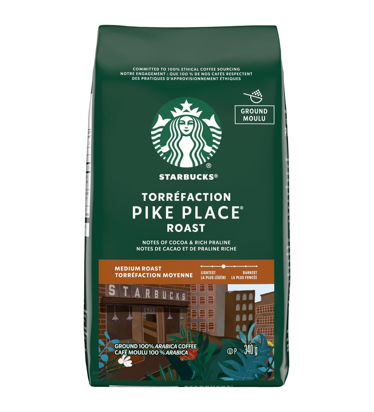 STARBUCKS Pike Place Roast Ground Coffee Medium Roast Smooth Well-Rounded Blend Of Latin American Coffee Beans 340g Bag - Buy Online on SooperMarket.com