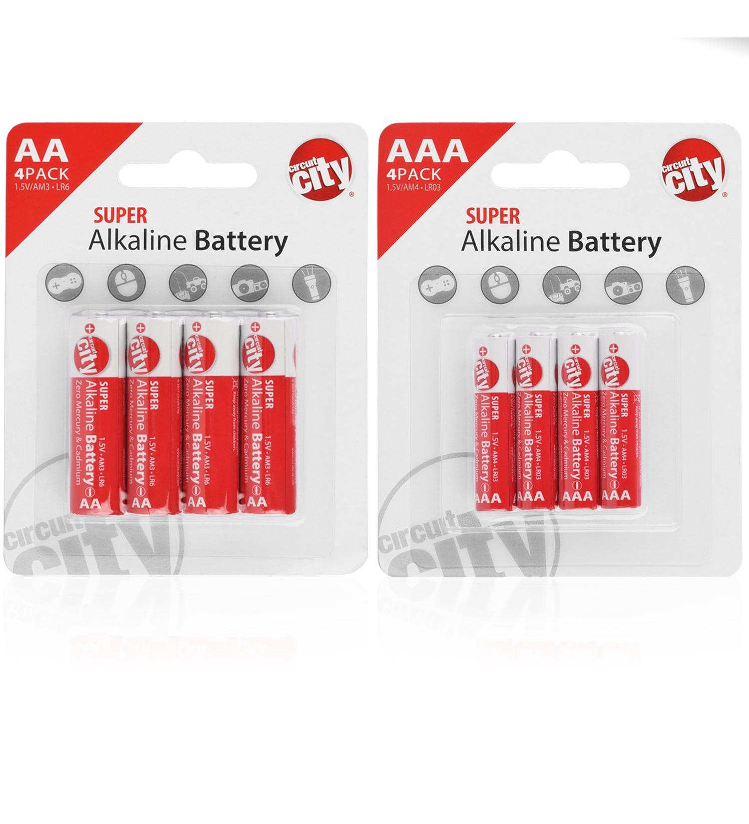 Buy Circuit City Essential 4 AA & 4 AAA High Performance Alkaline Batteries - 8 Pack | International Shipping Available - Buy Online on SooperMarket.com