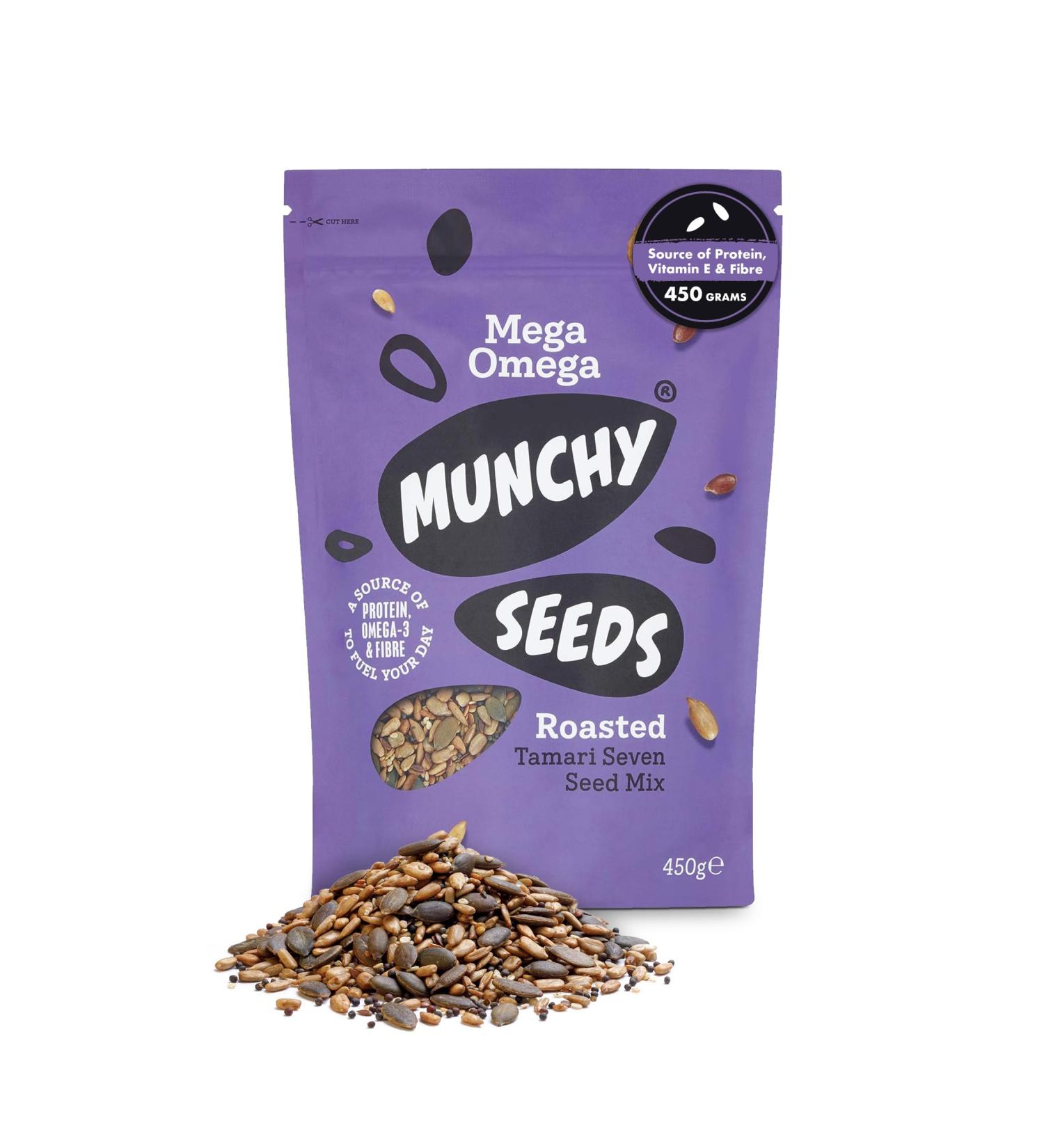 MUNCHY SEEDS Mega Omega 7-Seed Mix | Plant-Based Protein Snack | Gluten & Wheat Free | Vegan | 450g Mega Pack - Buy Online on SooperMarket.com