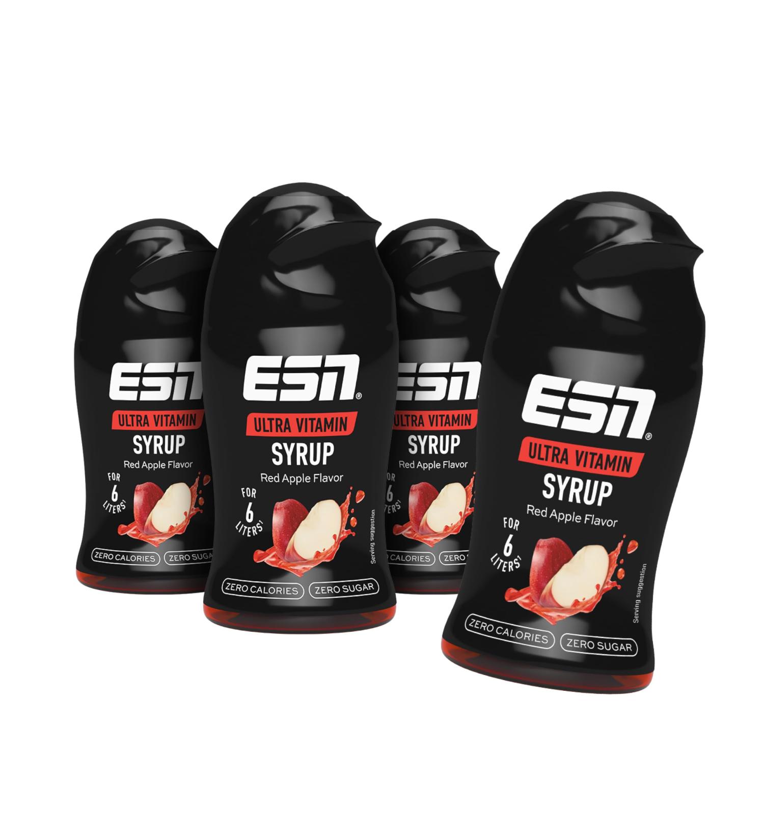ESN Ultra Vitamin Syrup - Pack of 4 x 65ml - Red Apple Flavor - Vitamins for 6 Litres of Ready-to-Drink Beverage - Buy Online on SooperMarket.com