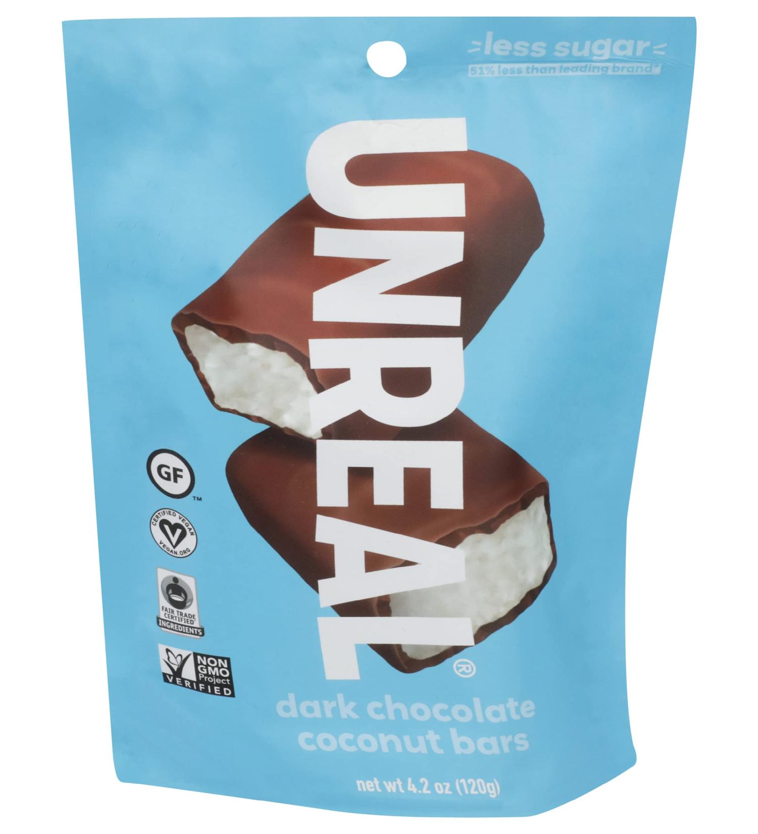 Unreal Coconut Bars Dark Chocolate - 4.2 oz | Delicious Vegan Snack - Buy Online on SooperMarket.com
