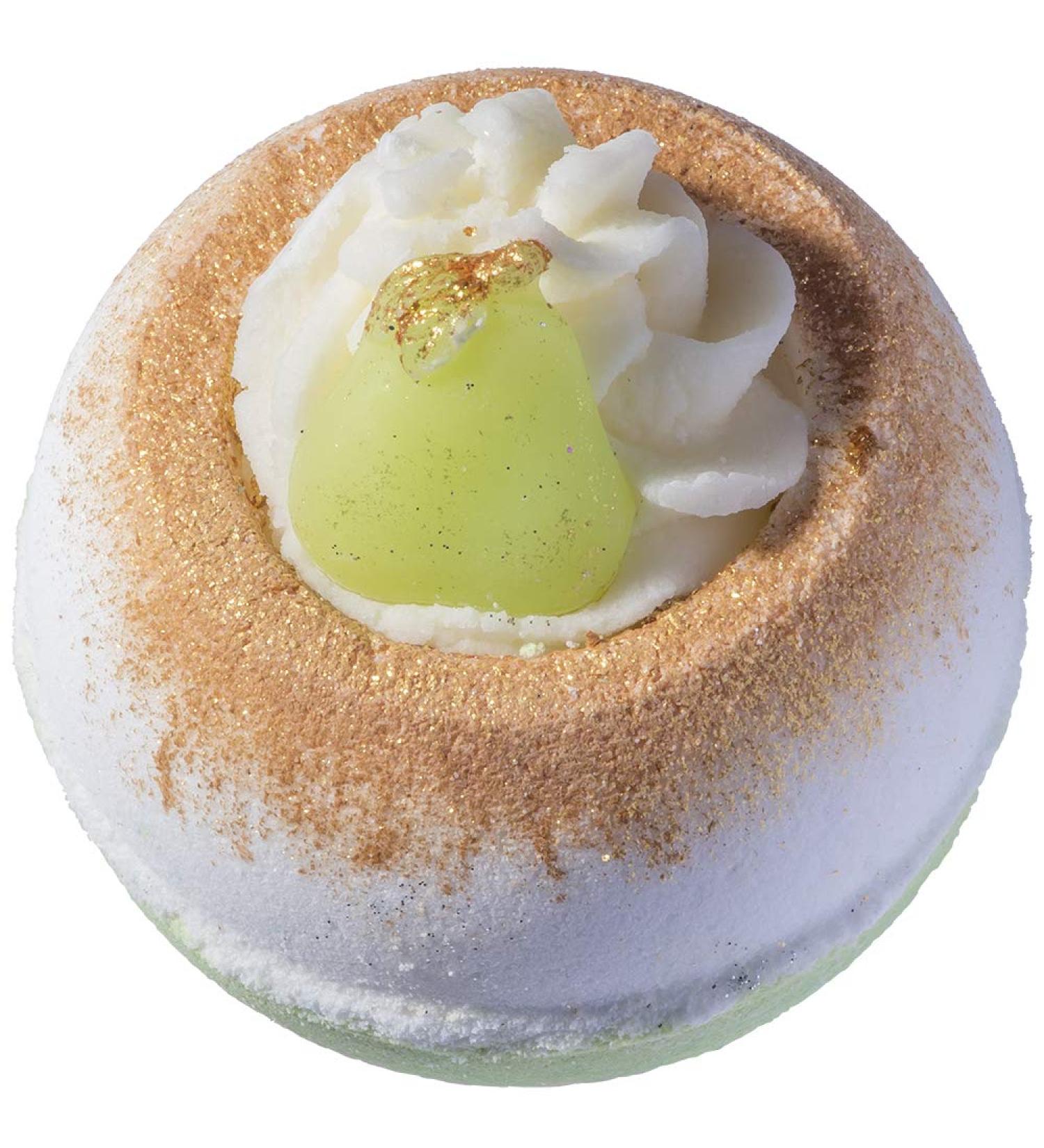 Bomb Cosmetics The Perfect Pear Bath Blaster Bath Bomb with Cinnamon and Ginger Pure Essential Oils Handmade and Cruelty Free 160g - Buy Online on SooperMarket.com