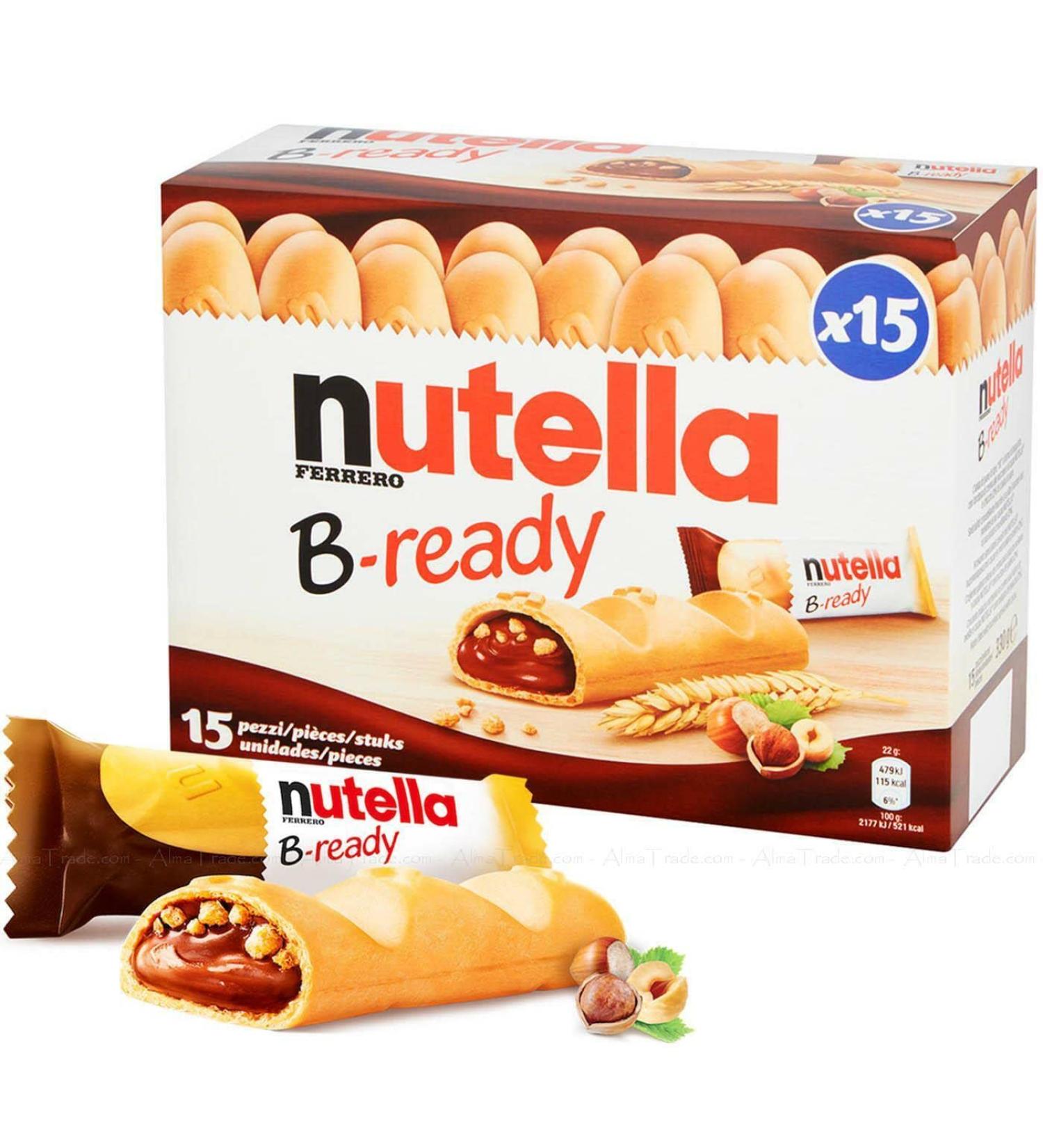 Nutella B-Ready x 15 Bars | Wafers Filles with Hazenut Cocoa | Easy Snack | On The Go to Work - Home Nutella Bars | Individually Wrapped | Easy to Go | Sold by EPL - Buy Online on SooperMarket.com