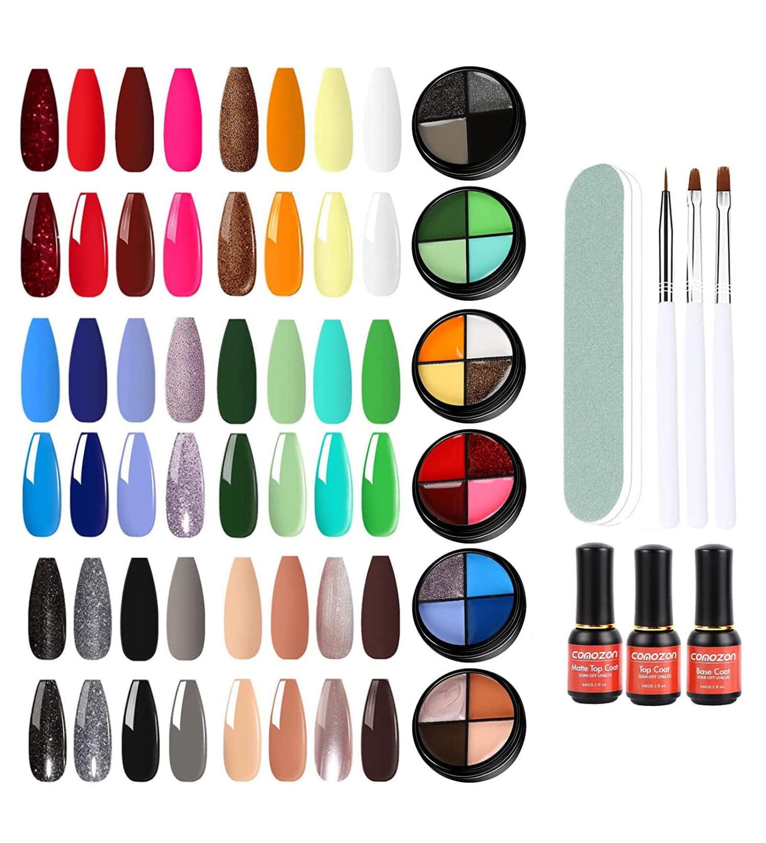 Comozon 32 Pcs Gel Nail Polish Kit with UV Light - 2022 Upgraded 24 Colors Cream Gel Nail Polish Set with Base, Top Coat & Brushes for DIY Nail Art - Buy Online on SooperMarket.com