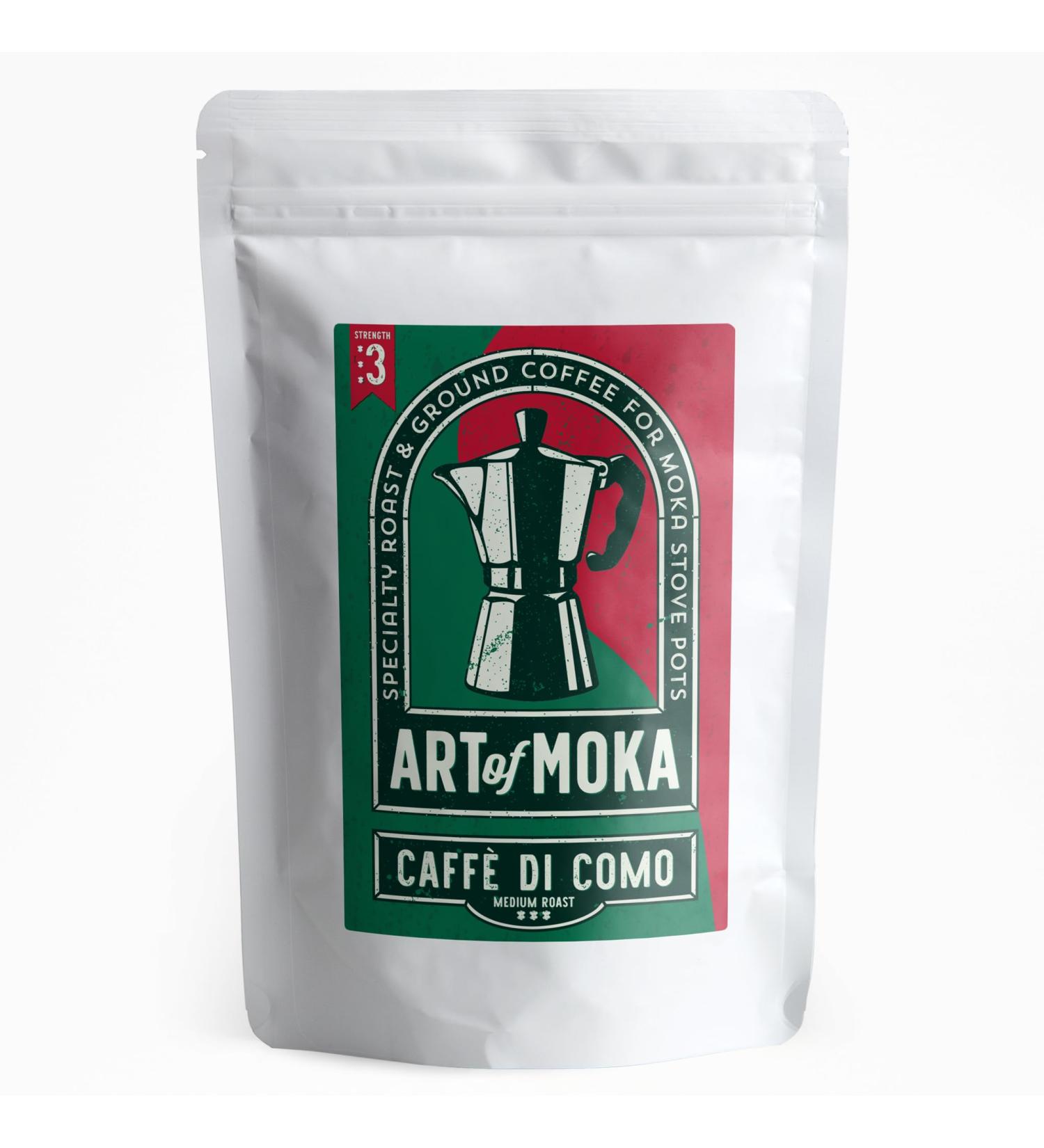 Art Of Moka Strong Ground Coffee - Medium Roast for Italian Moka Pot - Caffe di Como 227g (Pack of 1) - Buy Online on SooperMarket.com