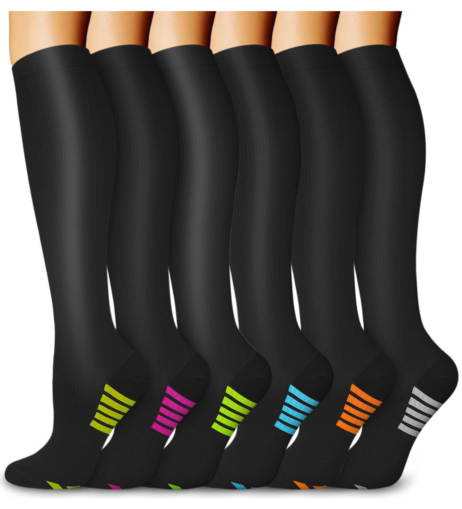 Blongw Compression Stockings for Men - 6 Pairs of Support Knee Socks for Sports Flight & Travel - XL Size - Buy Online on SooperMarket.com