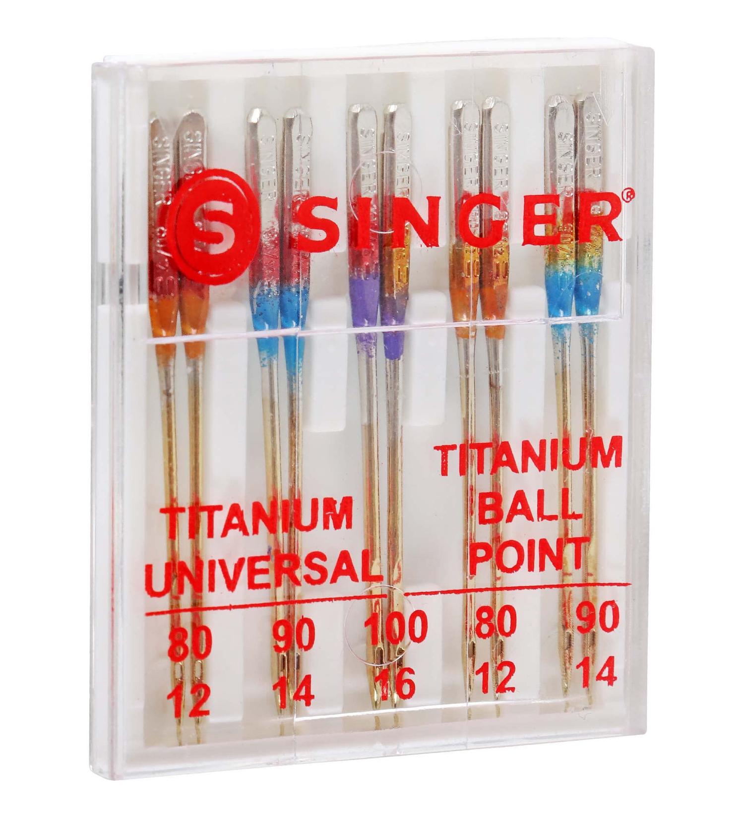 SINGER Universal Regular & Ball Point Titanium Sewing Machine Needles  Sizes 80/12  90/14  100/16 - 10 Count Sizes 80/12  90/14  100/16 10.0 - Buy Online on SooperMarket.com