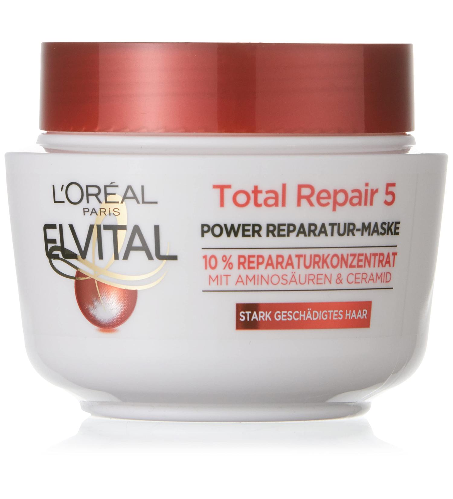 L'Or al Paris Elvital Total Repair Intensive Mask 300ml - Nourishing Hair Treatment for All Hair Types - International Shipping Available - Buy Online on SooperMarket.com
