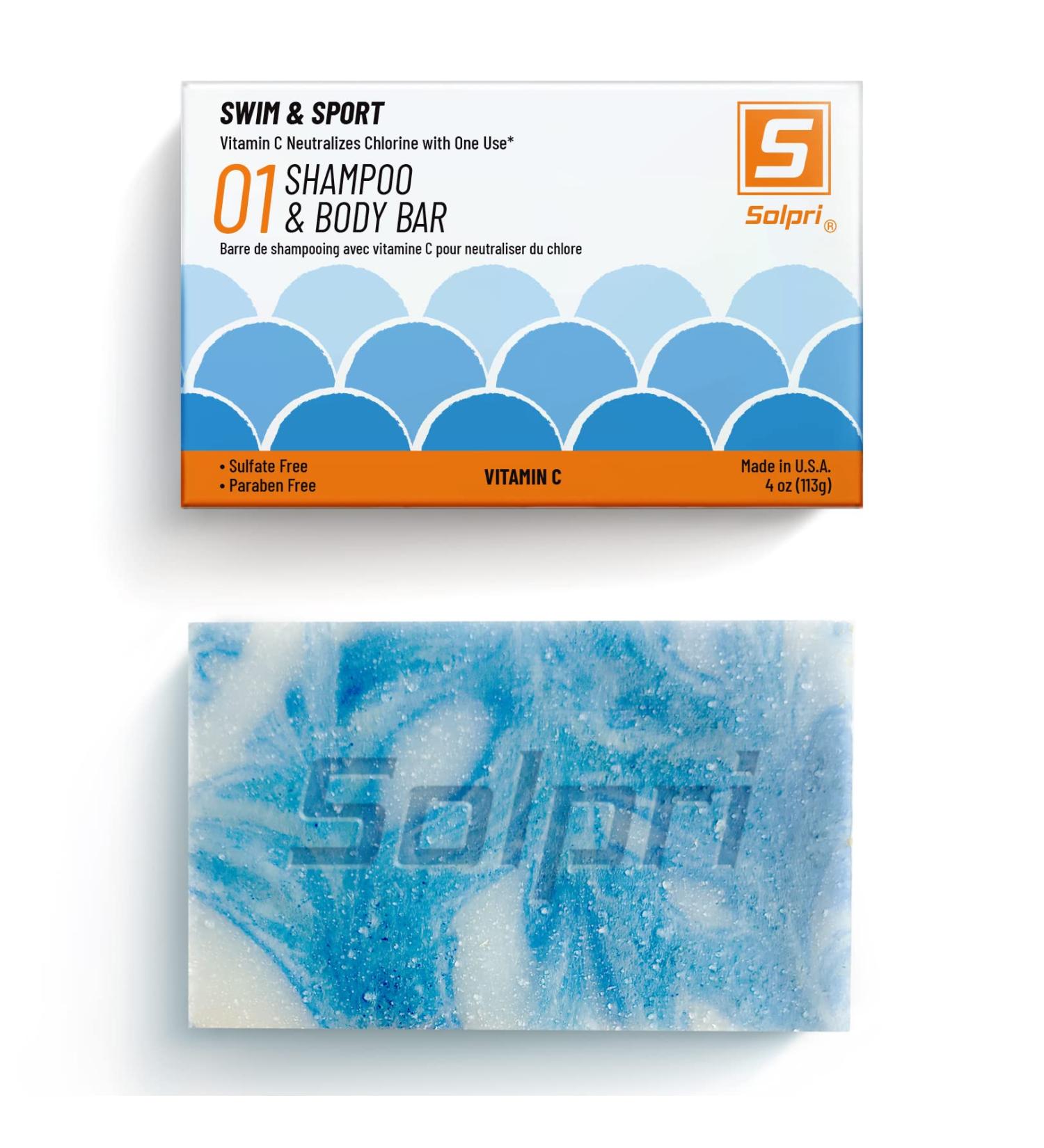 Solpri Swim Shampoo Bar 4 oz - Unscented with Vitamin C for Hair & Body - Chlorine Removal - Buy Online on SooperMarket.com