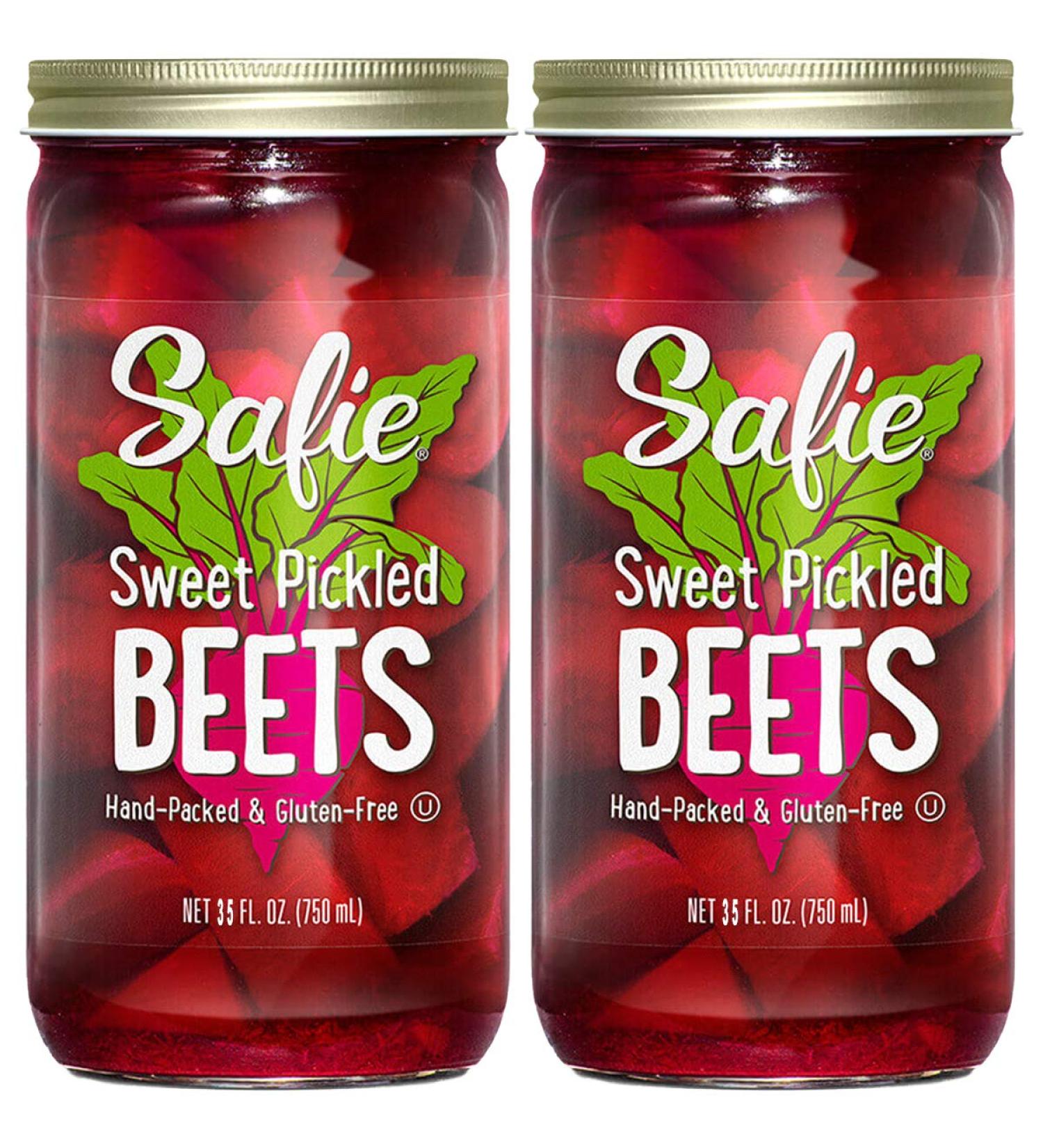 Safie Beets Home Style Sweet Pickled Beets, 35oz Glass Jar (Pack of 2, Total of 70 Oz)