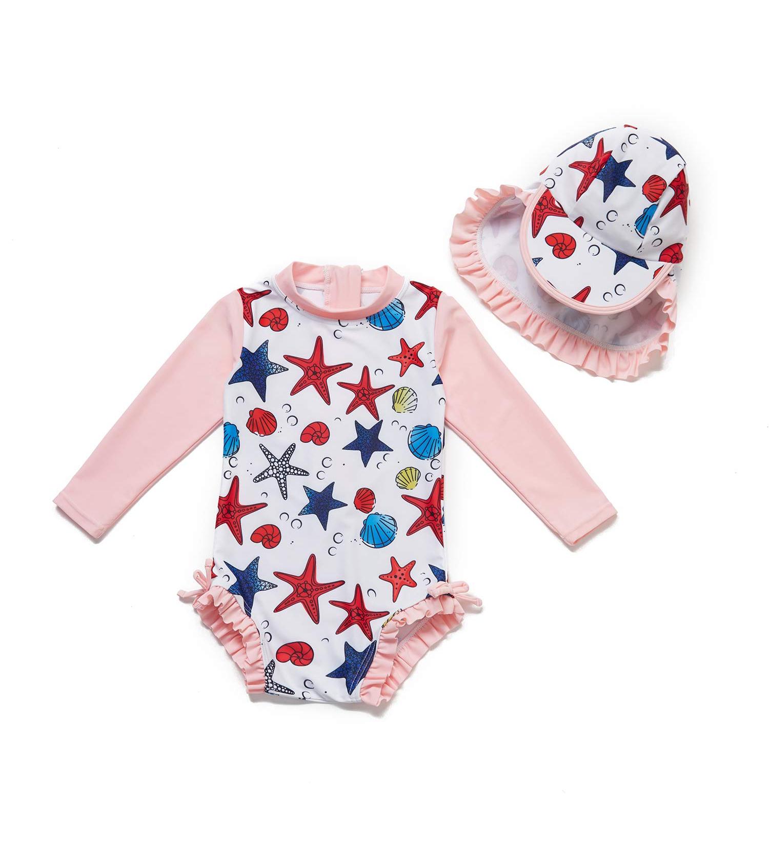 BONVERANO Baby Girls Swimsuit UPF 50+ Sun Protection 2-3 Years Pink Starfish - Buy Online on SooperMarket.com
