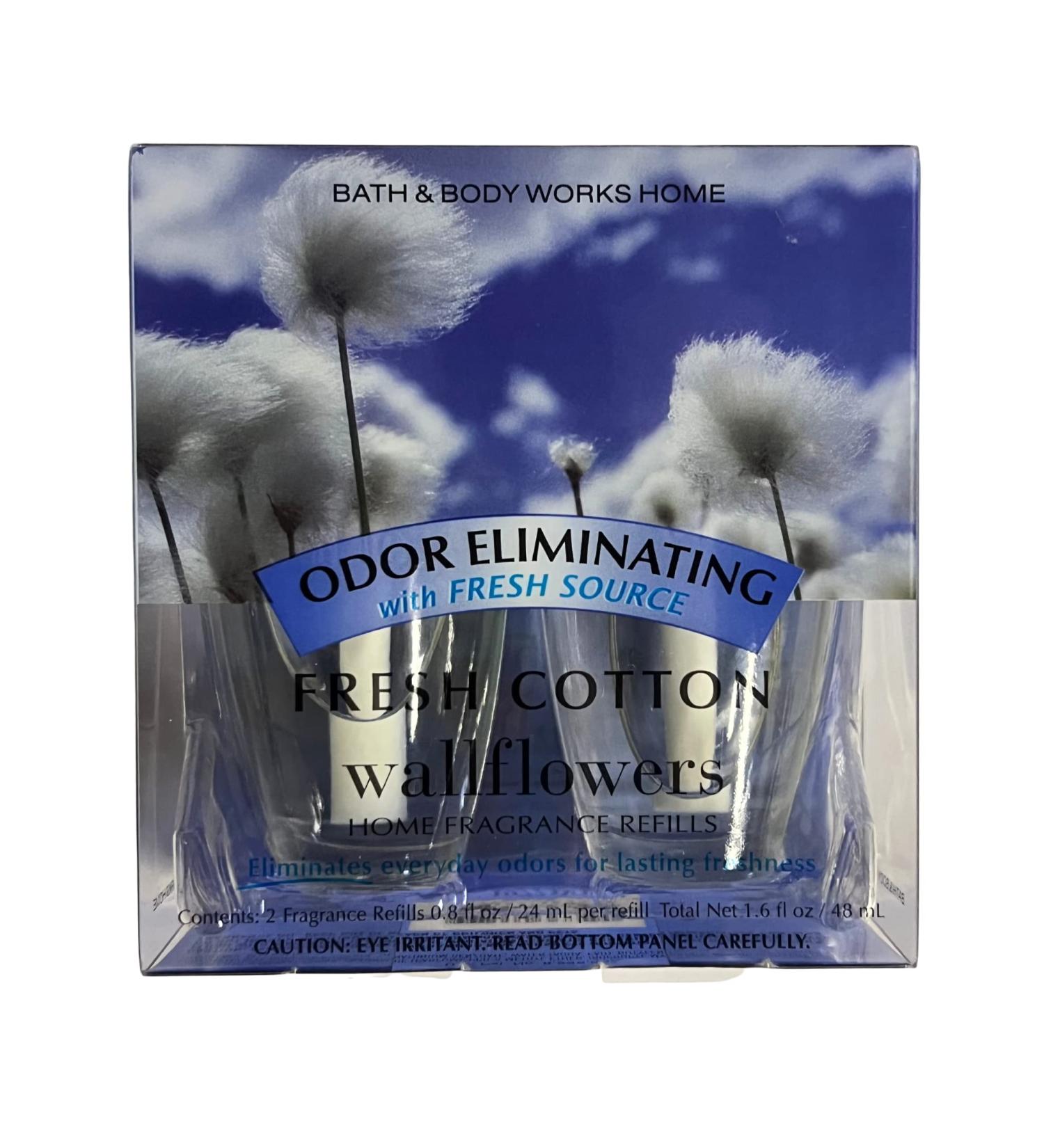 Bath and Body Works New Look! Fresh Cotton Wallflowers 2-Pack Refills (Odor Eliminating) Jasmine 1.6 Fl Oz (Pack of 2)