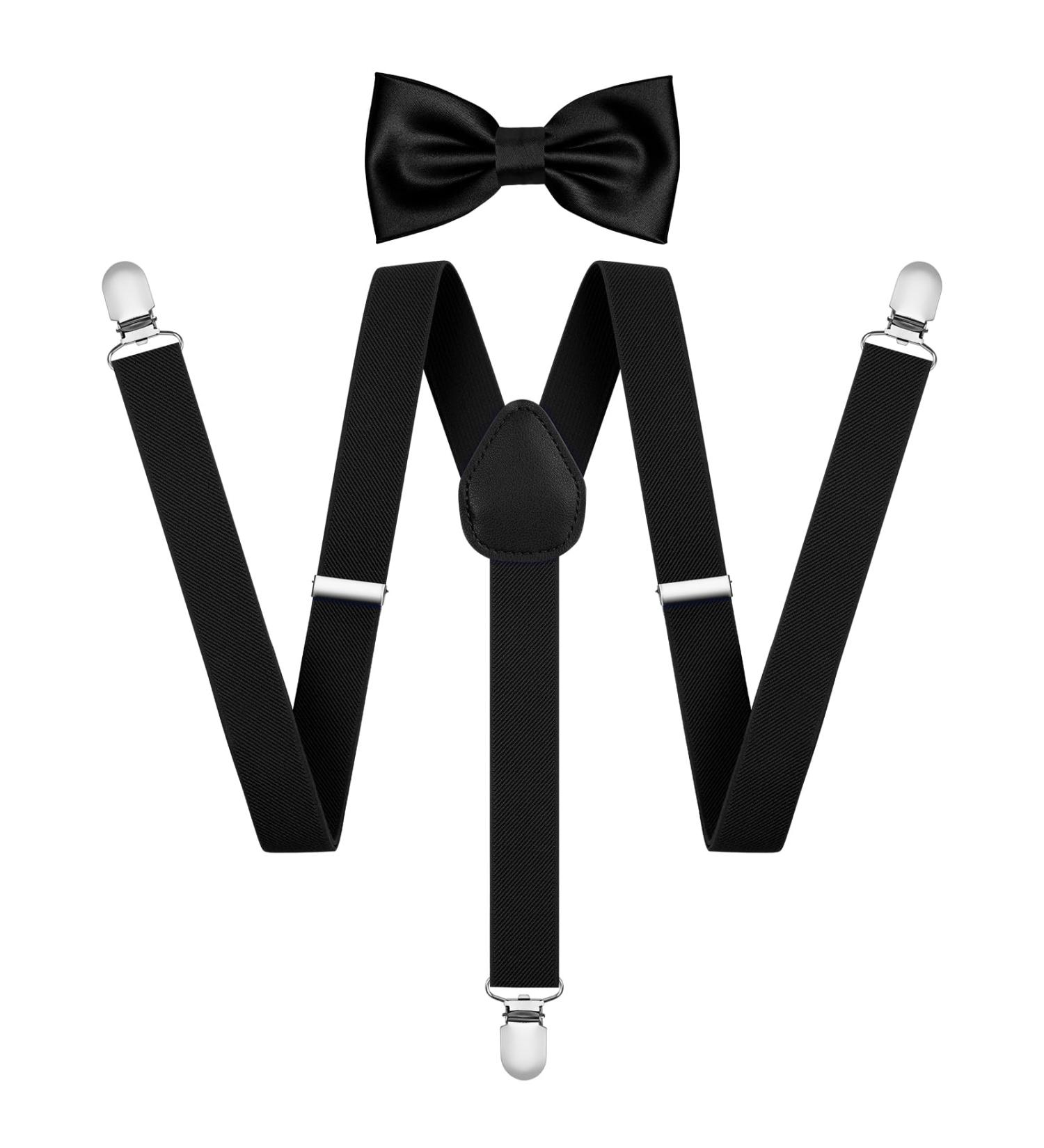 Aoowu Adjustable 2.5 cm Braces with Fly for Men & Women - Durable Black with 3 Metal Clips | Stylish & Functional - Buy Online on SooperMarket.com